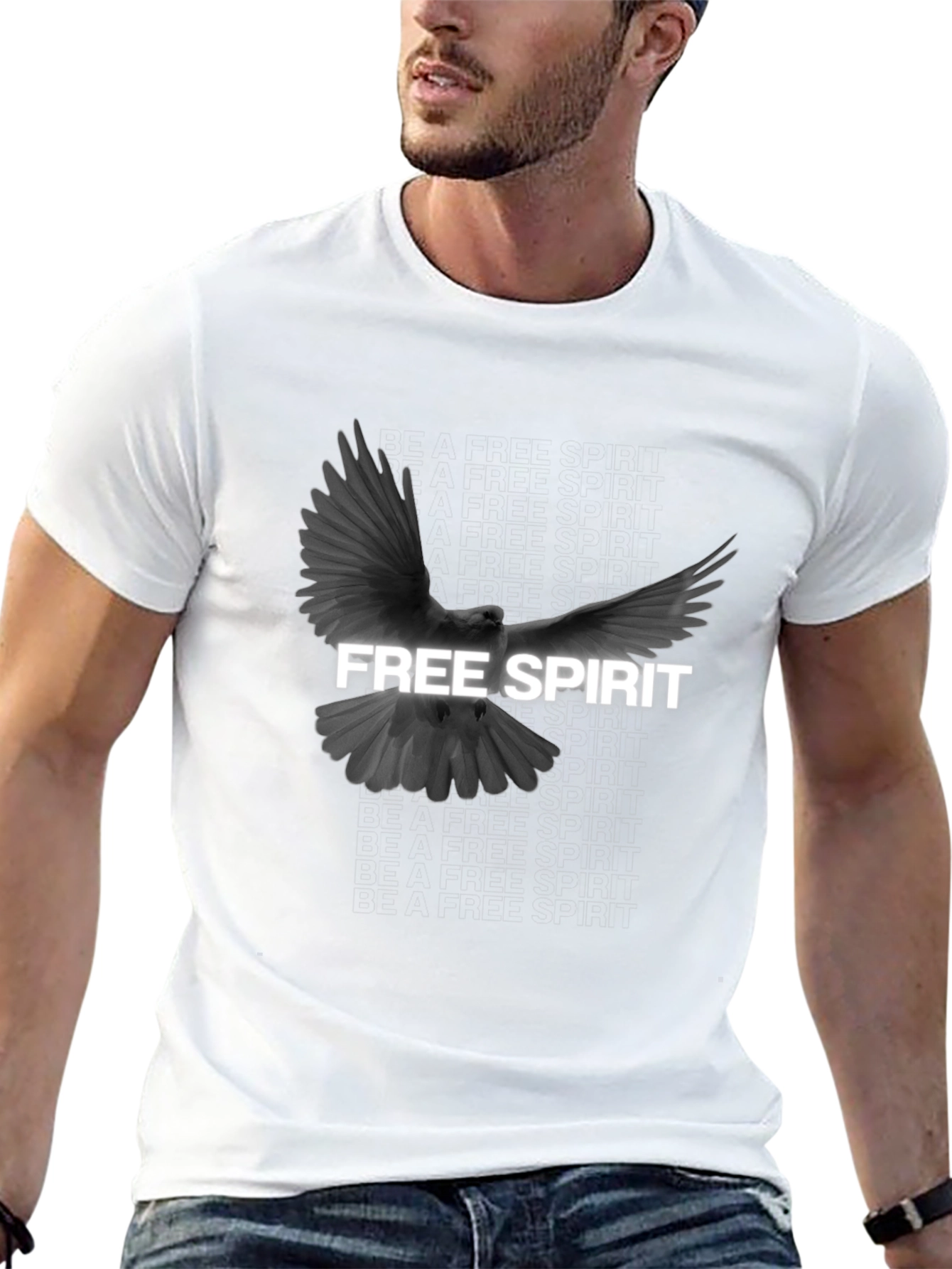 Free Spirit Dove Graphic T-Shirt - Black