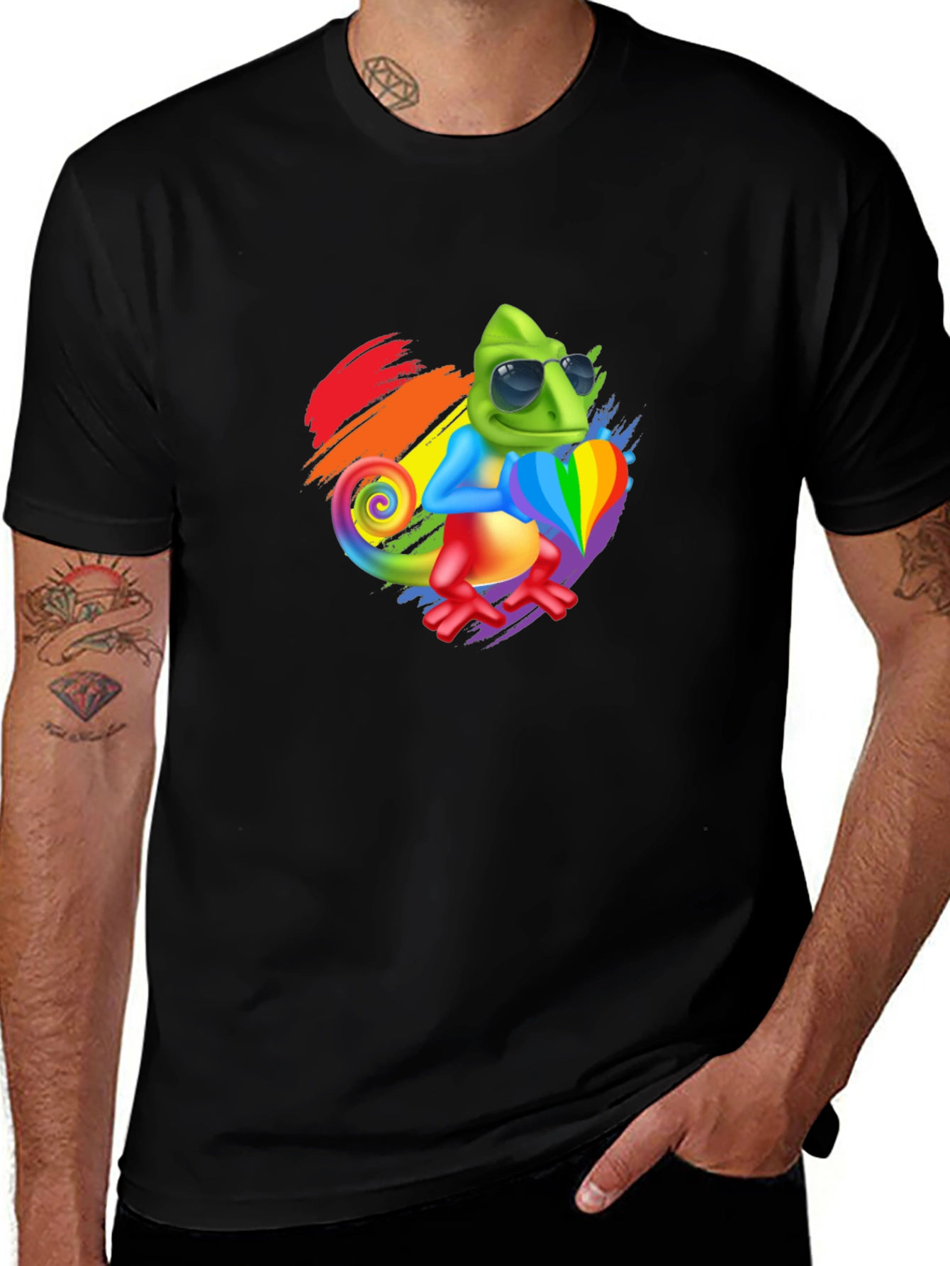 Rainbow Chameleon Graphic Tee - Stylish & Fun!
