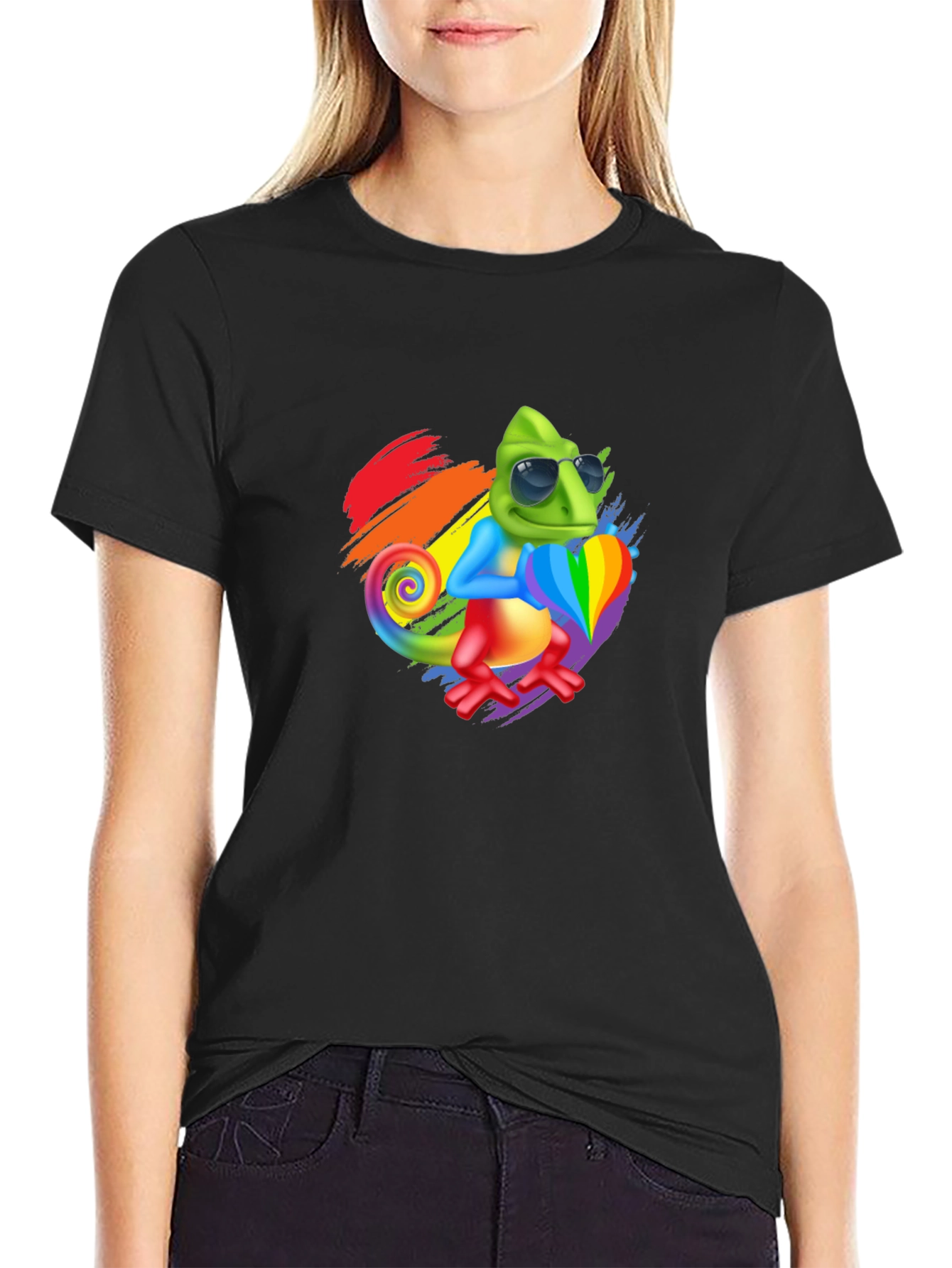 Rainbow Chameleon Graphic Tee - Stylish & Fun!