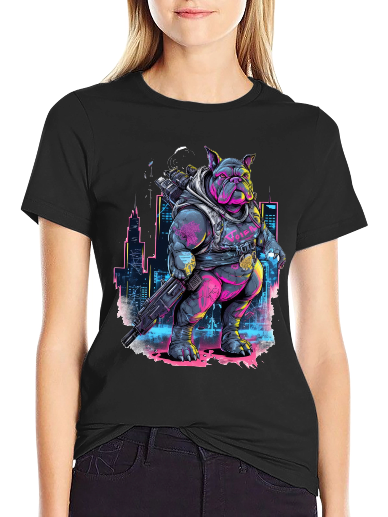 Cyberpunk Bulldog T-Shirt - Urban Warrior Tee