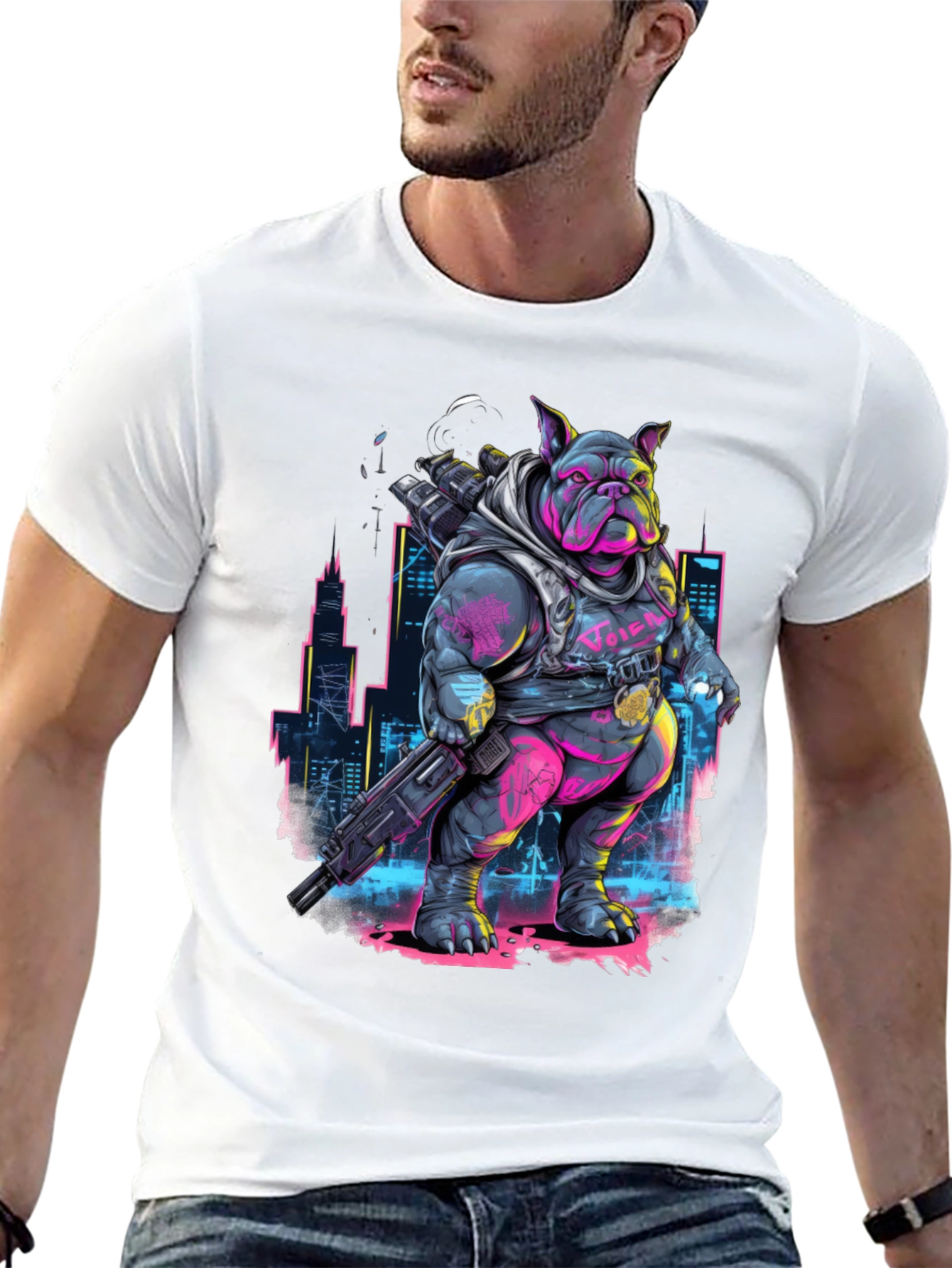 Cyberpunk Bulldog T-Shirt - Urban Warrior Tee
