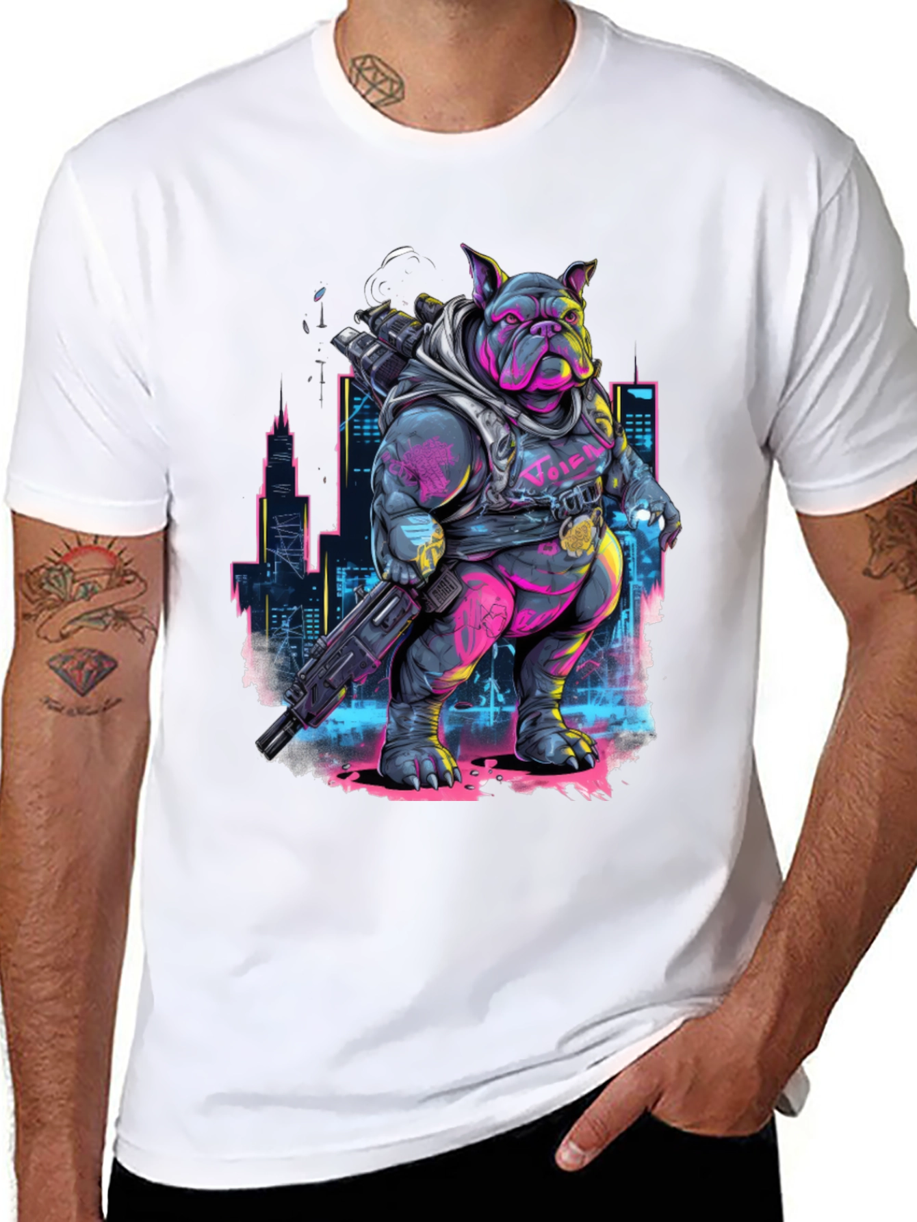 Cyberpunk Bulldog T-Shirt - Urban Warrior Tee