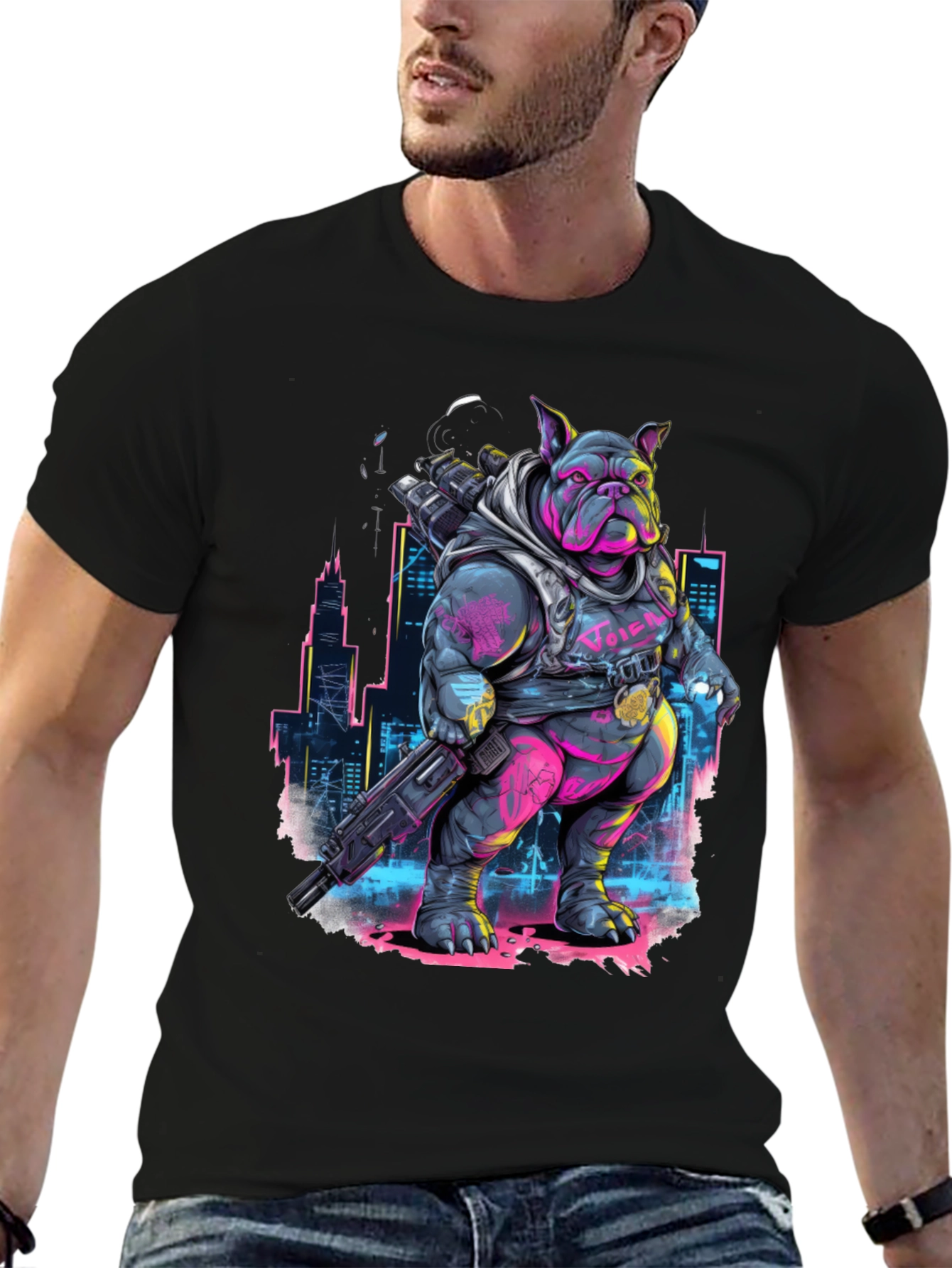 Cyberpunk Bulldog T-Shirt - Urban Warrior Tee