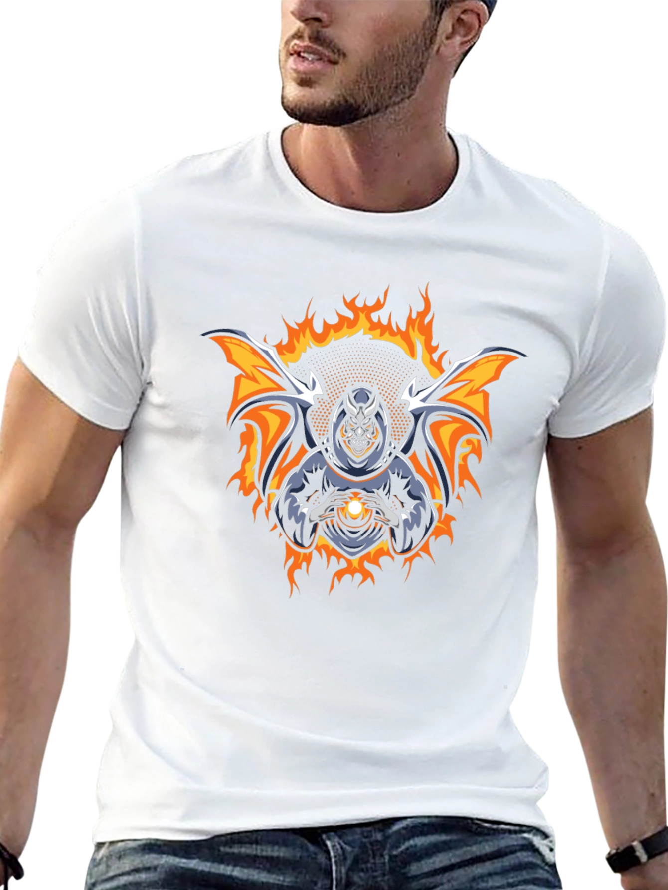 Fiery Demon Graphic T-Shirt - Dark Magic Design