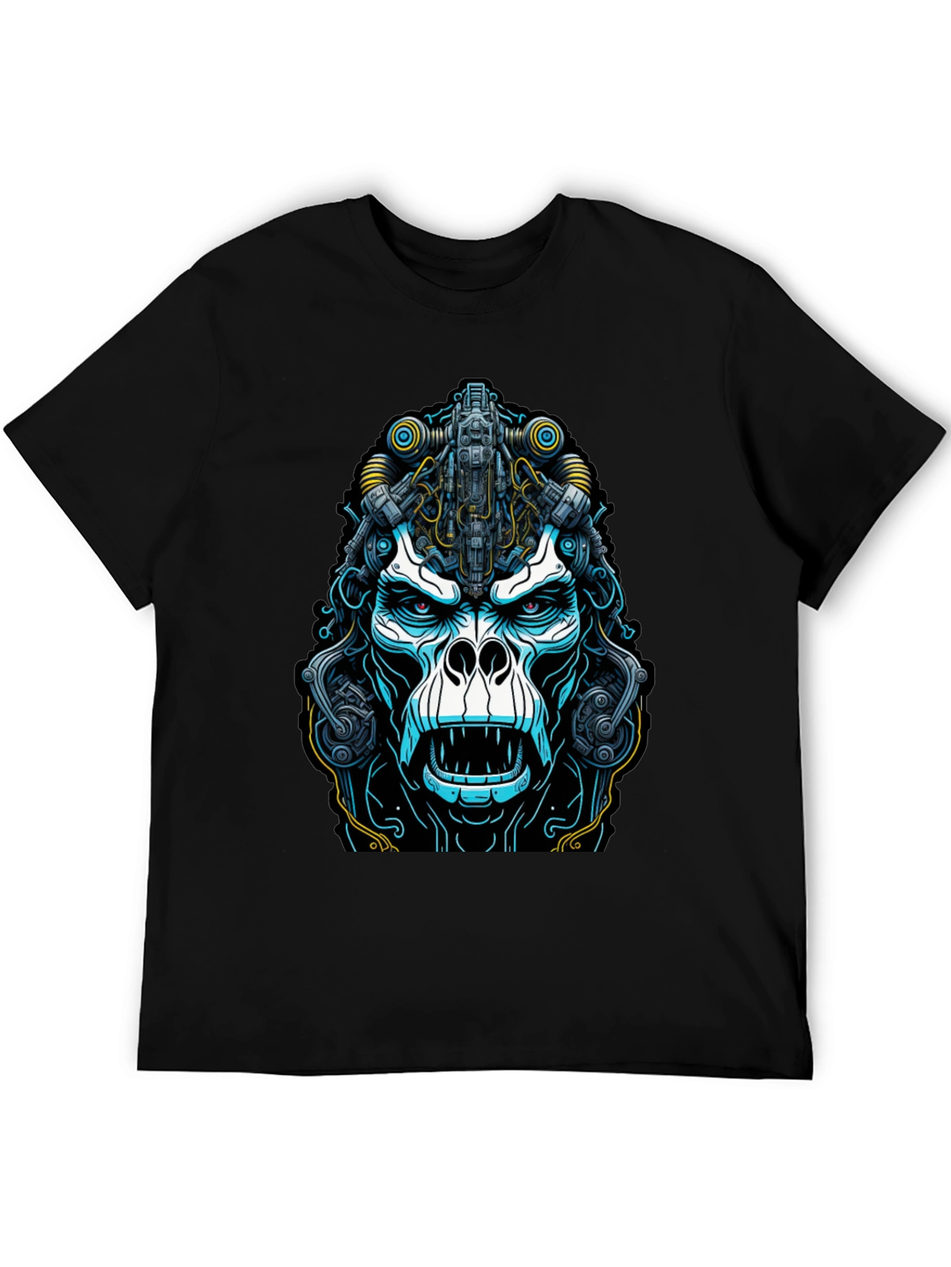 Cyber Gorilla Graphic Tee - Black Cotton T-Shirt