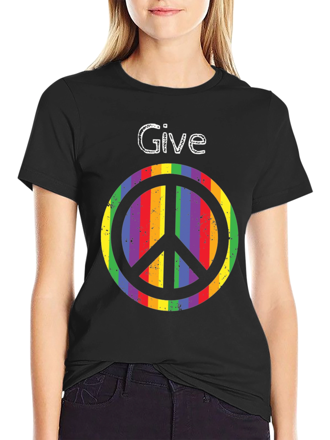 Give Peace a Chance - Rainbow Peace Sign T-Shirt