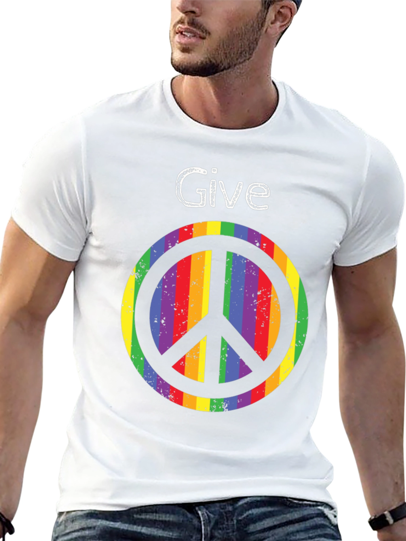 Give Peace a Chance - Rainbow Peace Sign T-Shirt