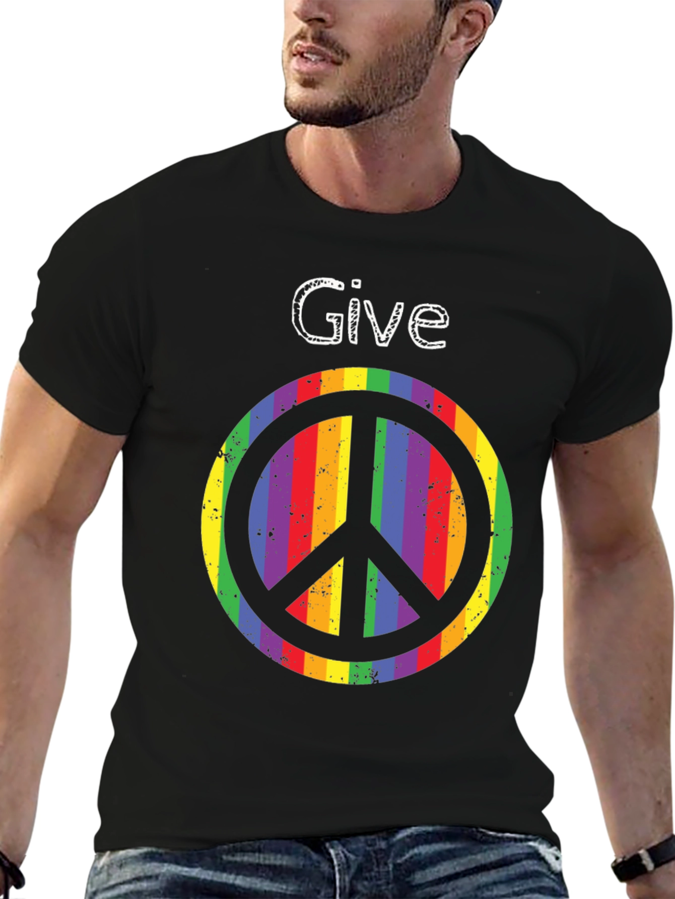 Give Peace a Chance - Rainbow Peace Sign T-Shirt