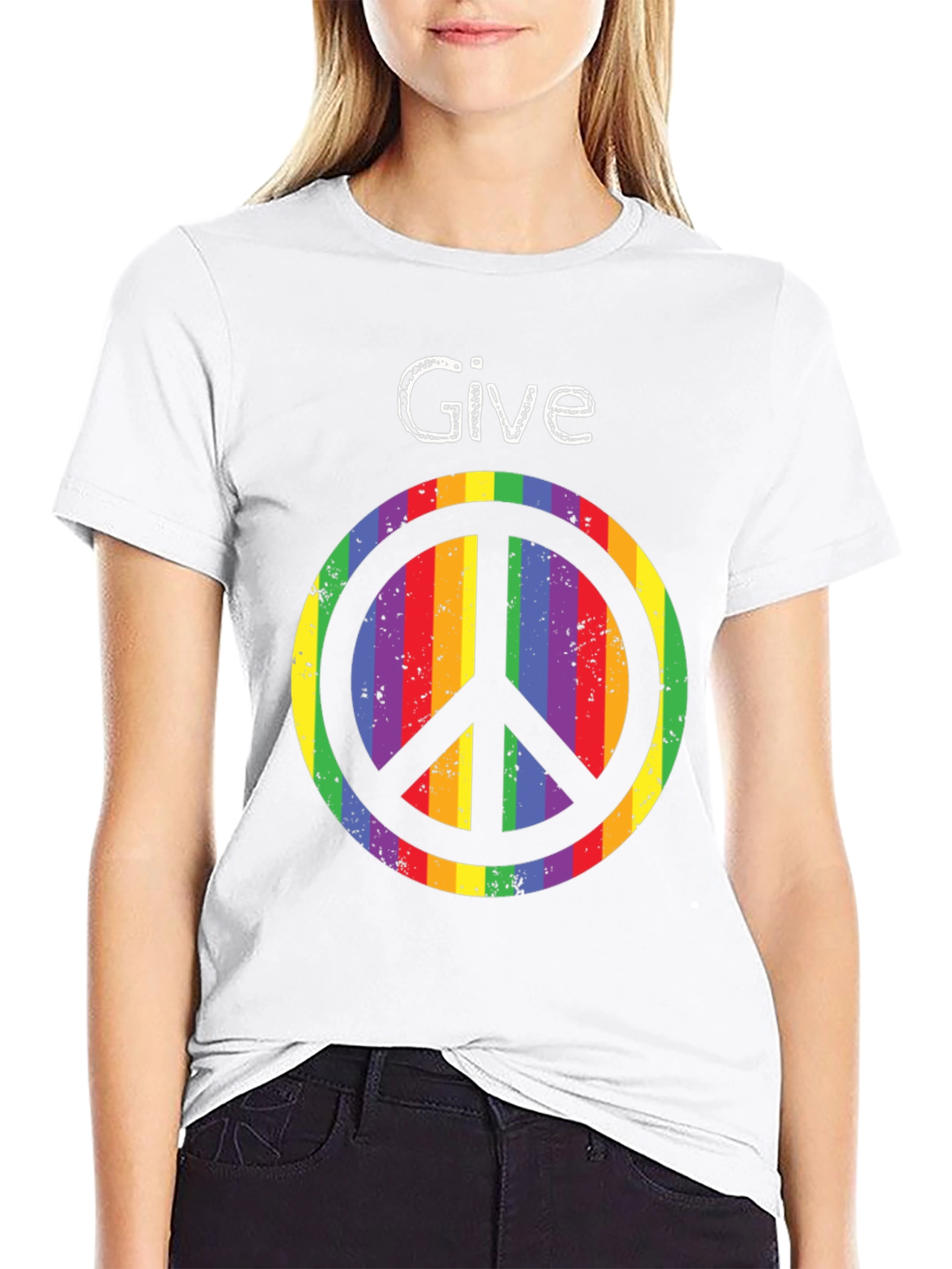 Give Peace a Chance - Rainbow Peace Sign T-Shirt