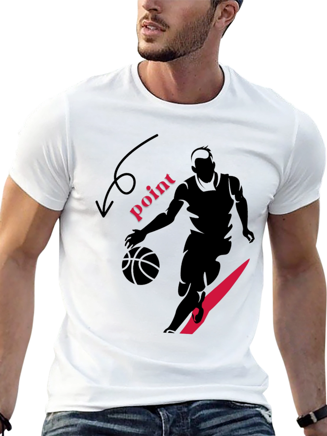 Basketball Player Graphic Print Black T-Shirt