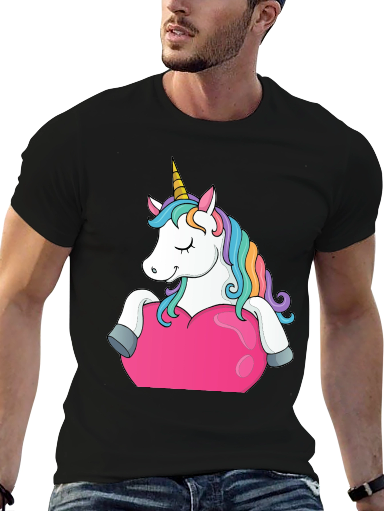 Unicorn Heart Graphic Tee - Black