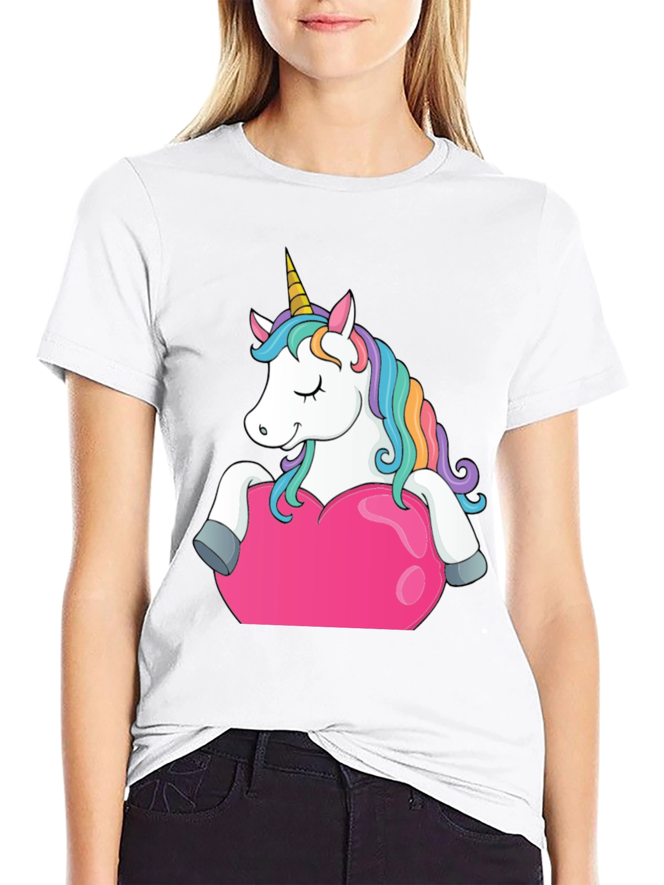 Unicorn Heart Graphic Tee - Black