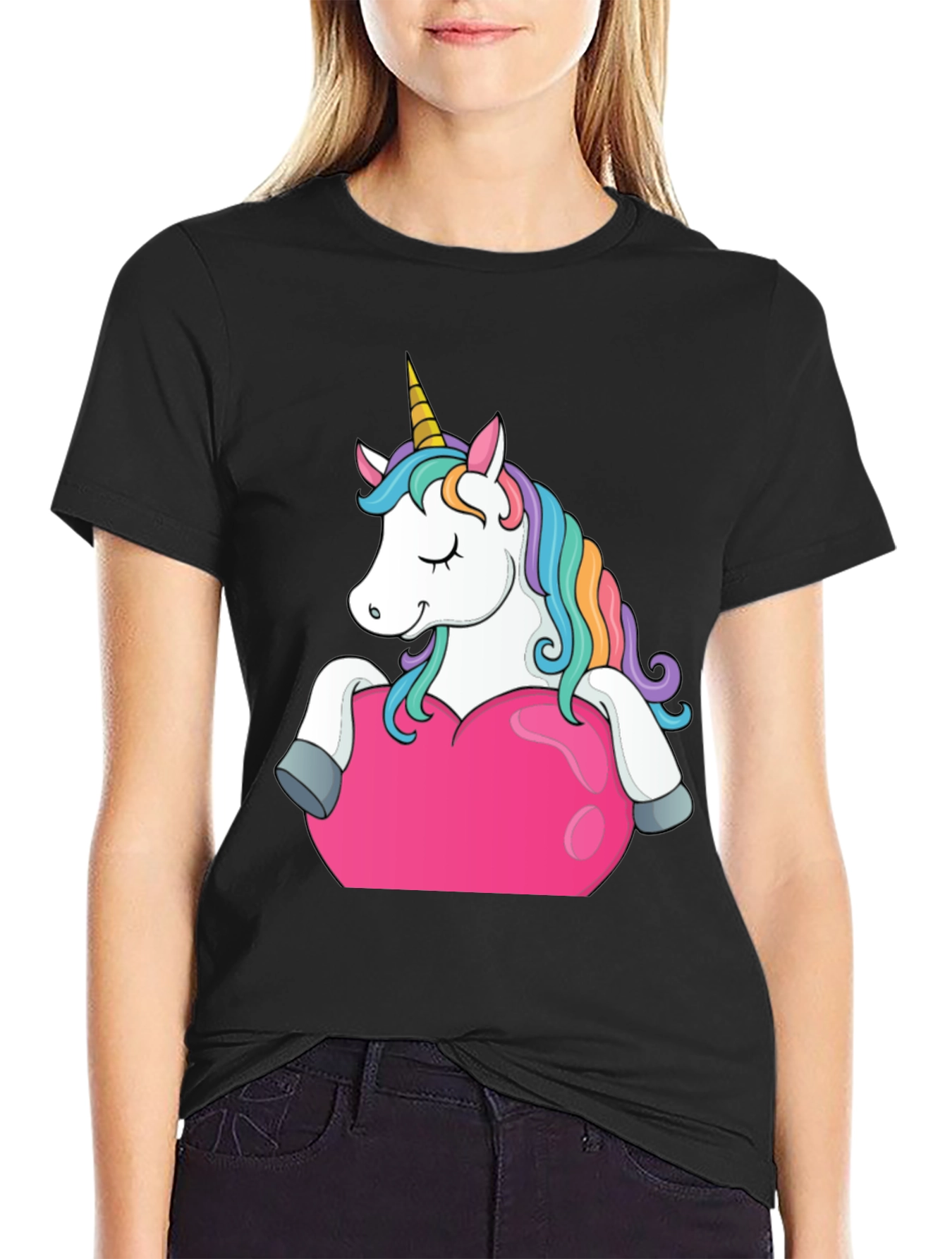 Unicorn Heart Graphic Tee - Black
