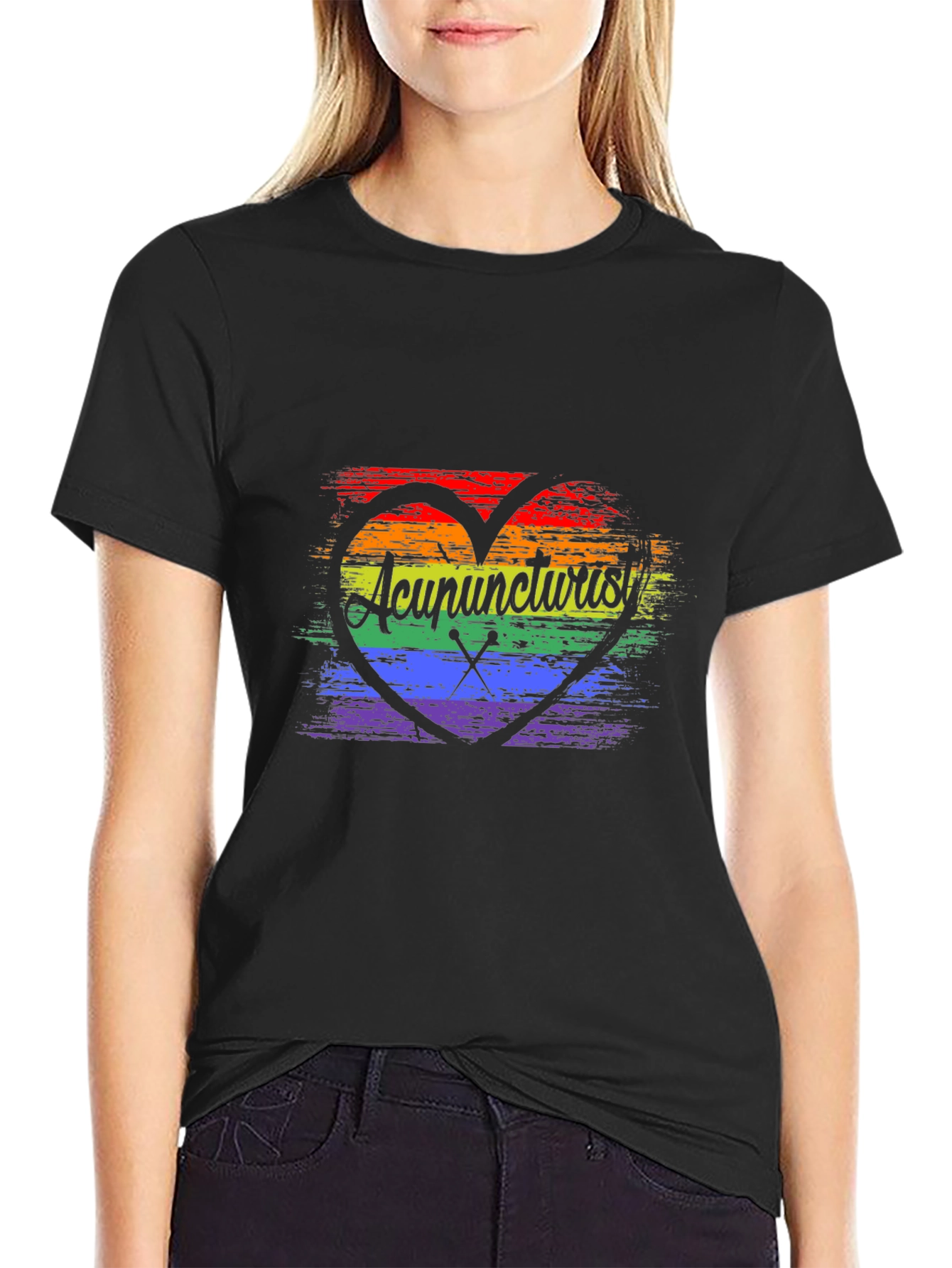 Acupuncturist Rainbow Heart T-Shirt