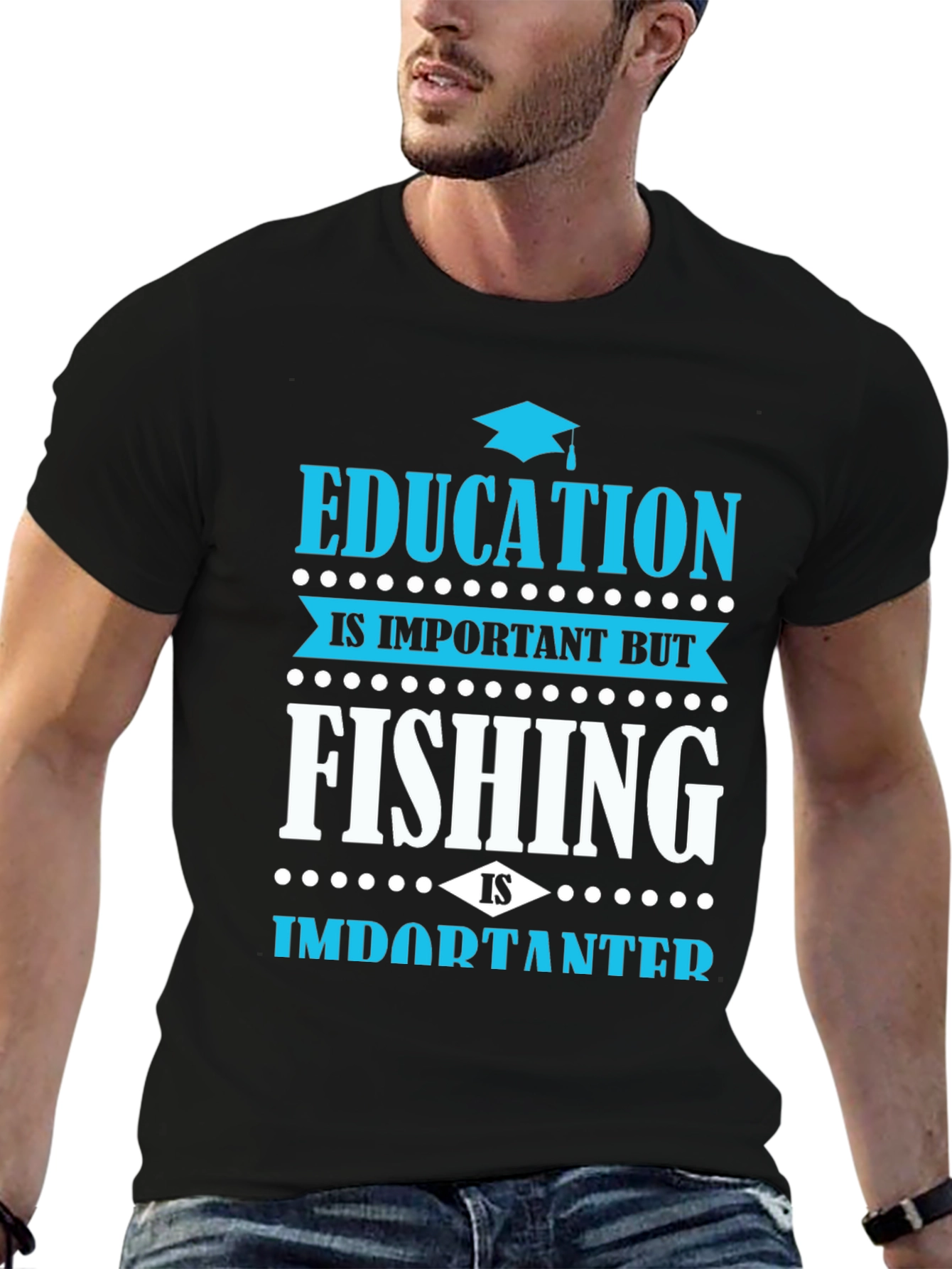 Funny Fishing Graphic Tee - Education Is Important