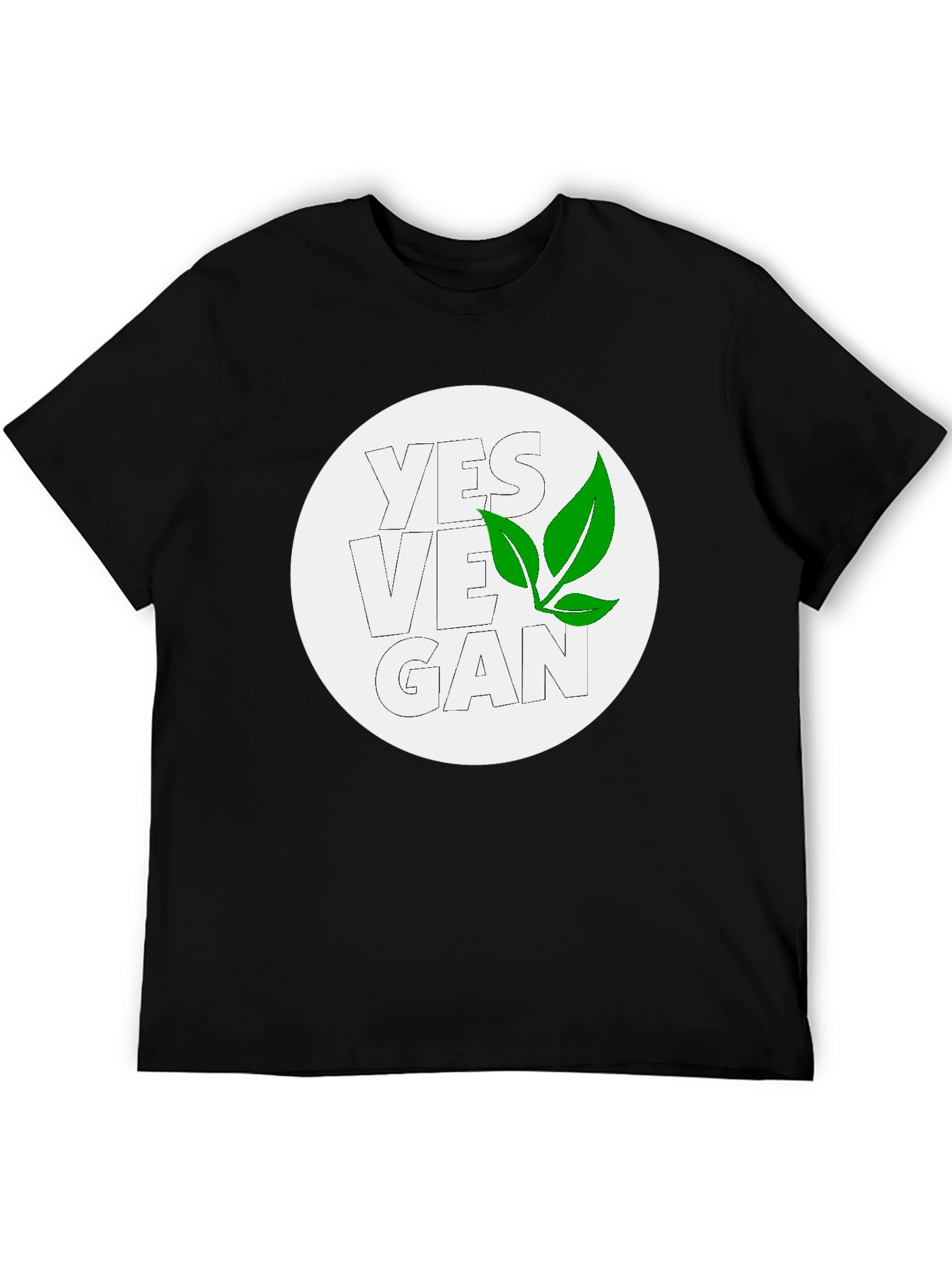 Yes Vegan Black Graphic Tee - Leaf Design