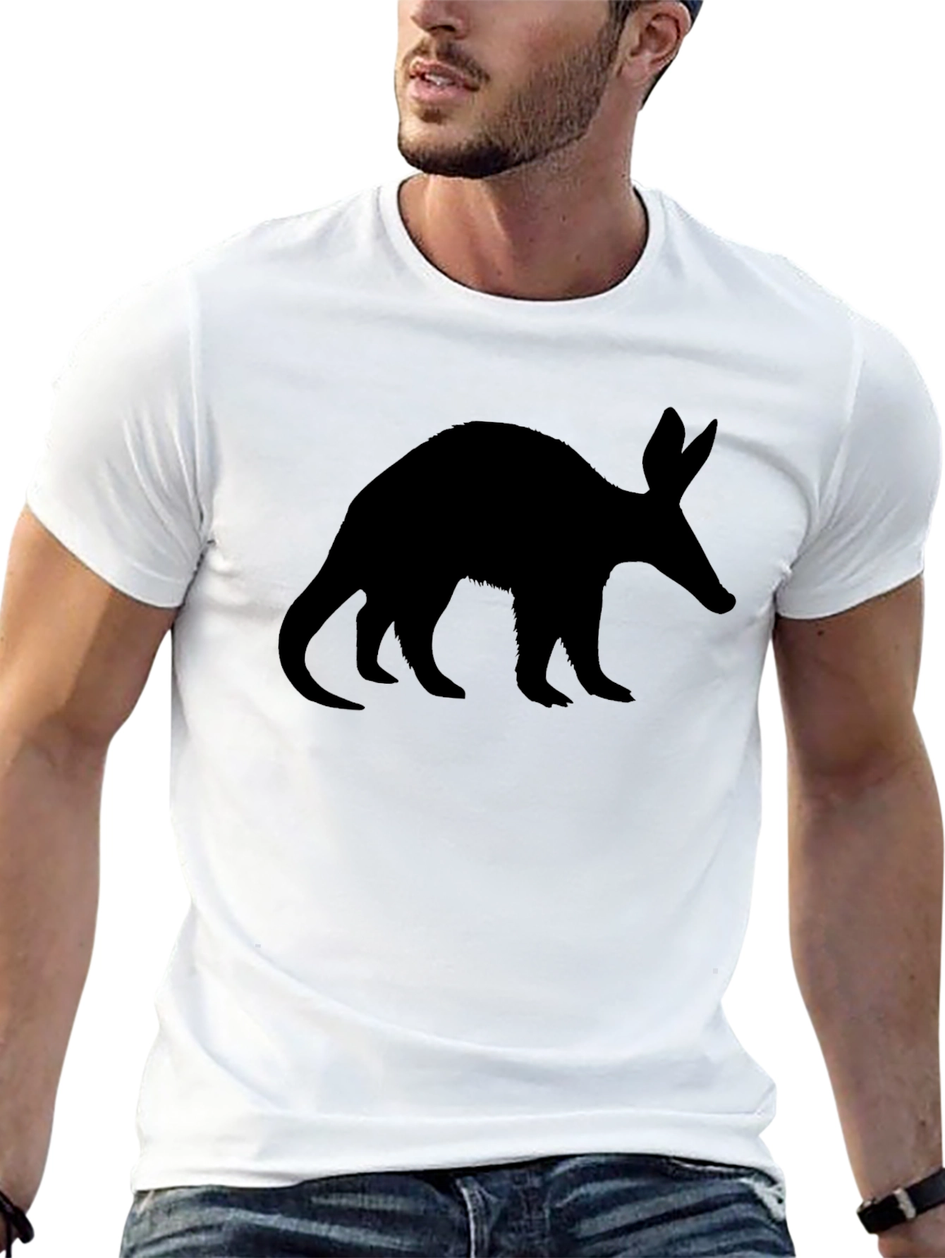 Aardvark Silhouette Tee - Black Cotton Casual Wear