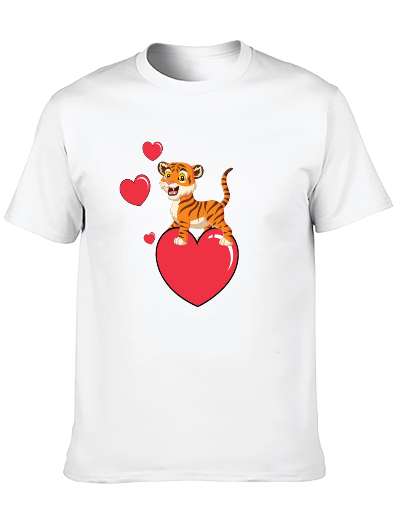 Cute Tiger on Heart Valentines Black T-Shirt