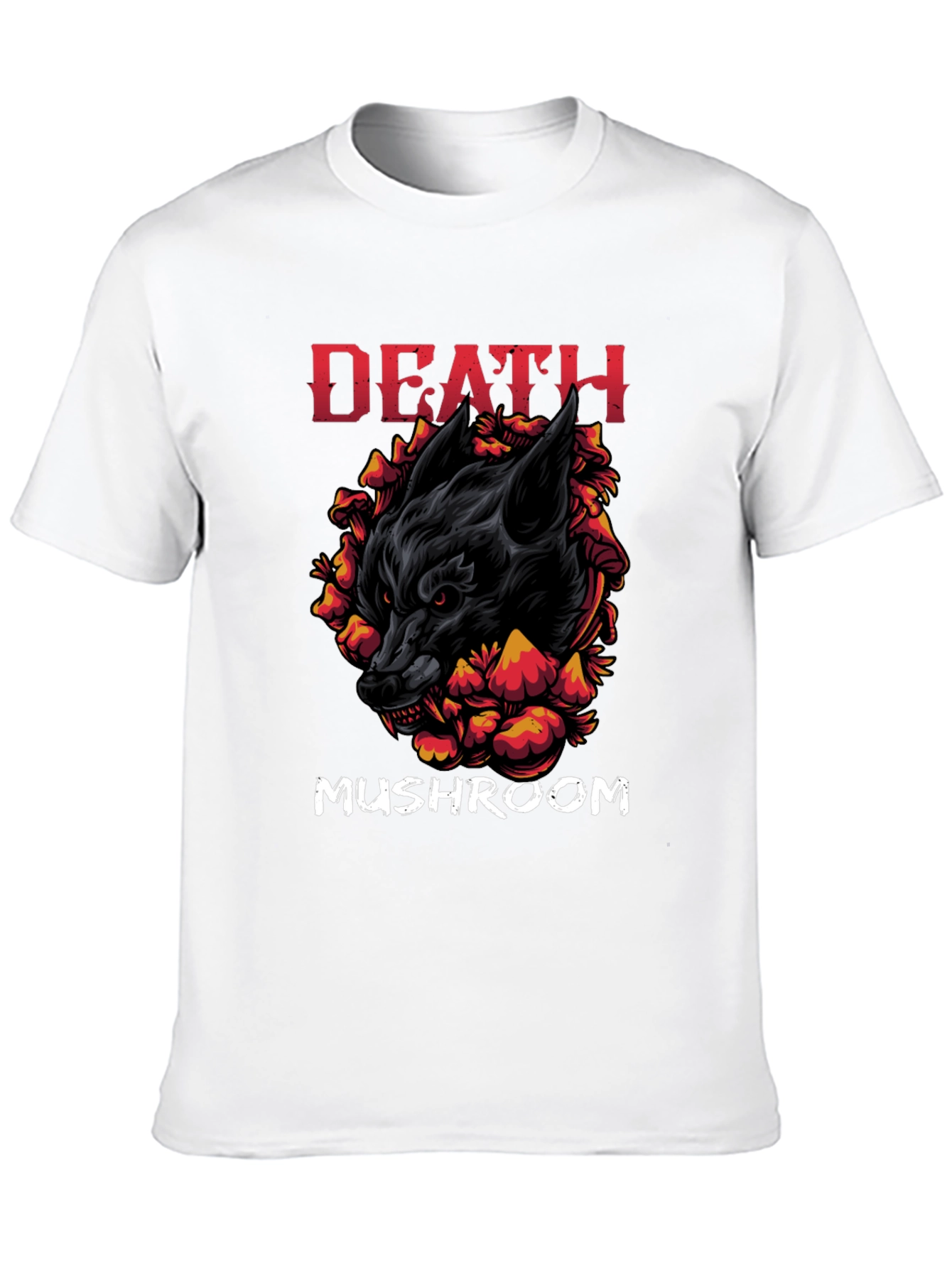 Death Mushroom Graphic Print Black T-Shirt