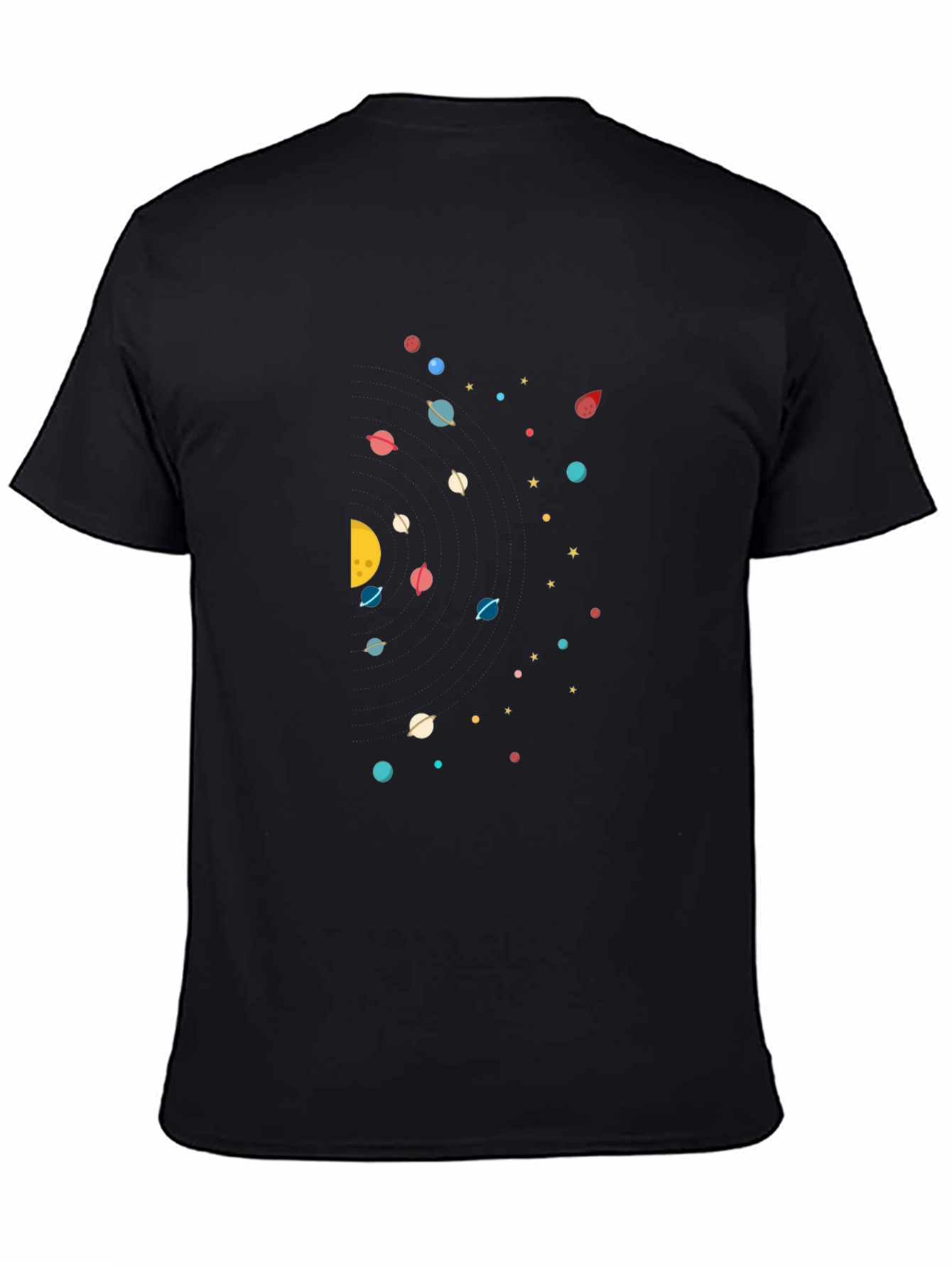 Cosmic Planet Graphic Tee - Black Cotton Blend