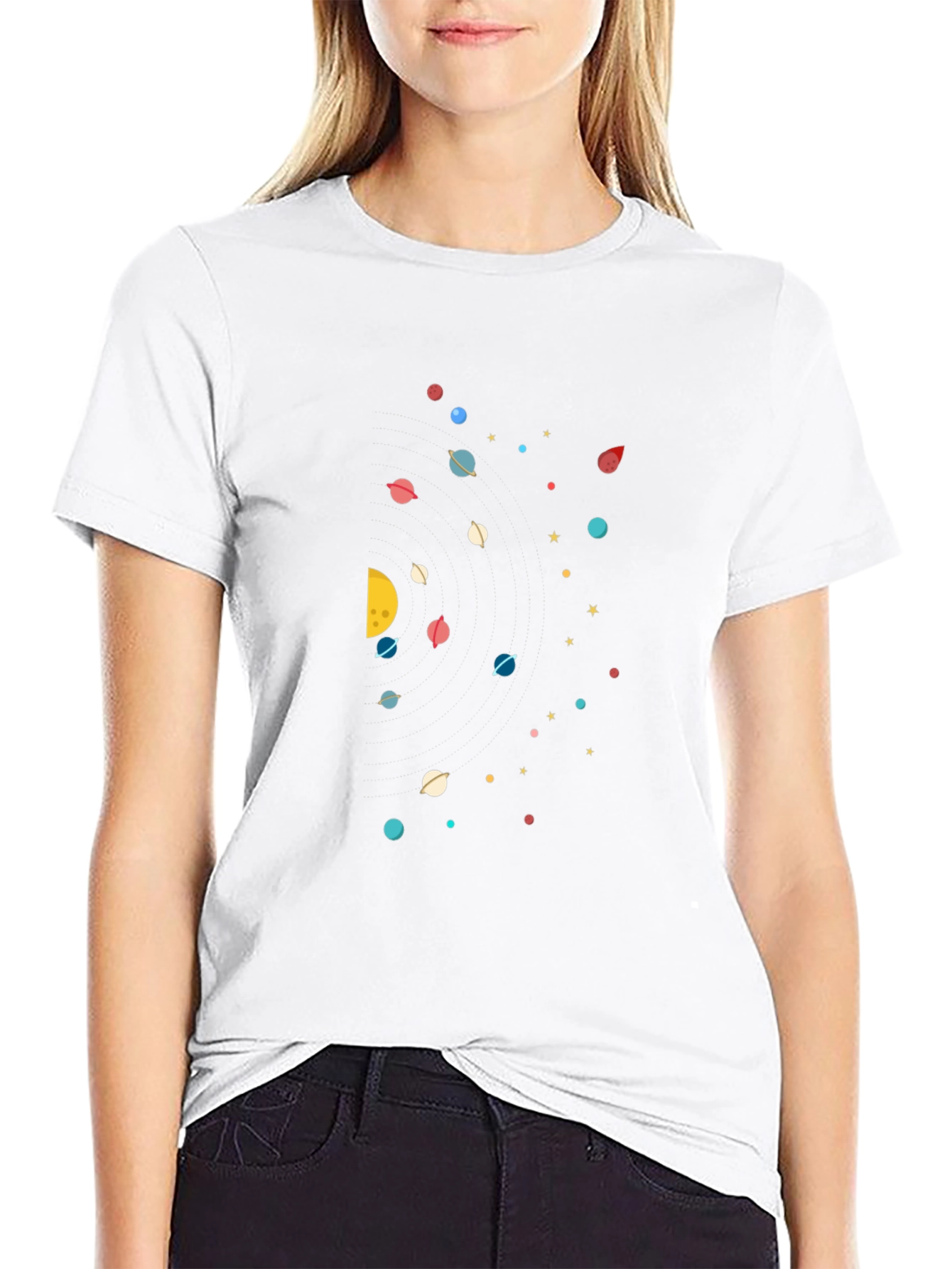 Cosmic Planet Graphic Tee - Black Cotton Blend