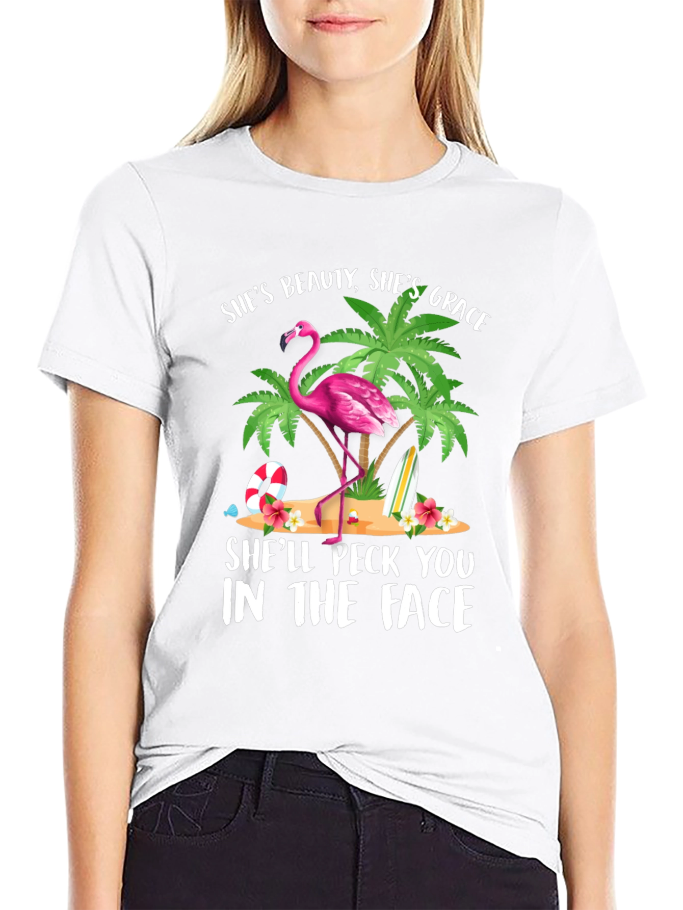 Flamingo Graphic T-Shirt - Beauty Grace Peck!