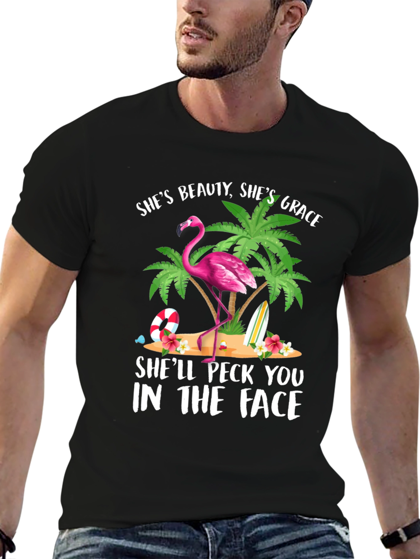Flamingo Graphic T-Shirt - Beauty Grace Peck!
