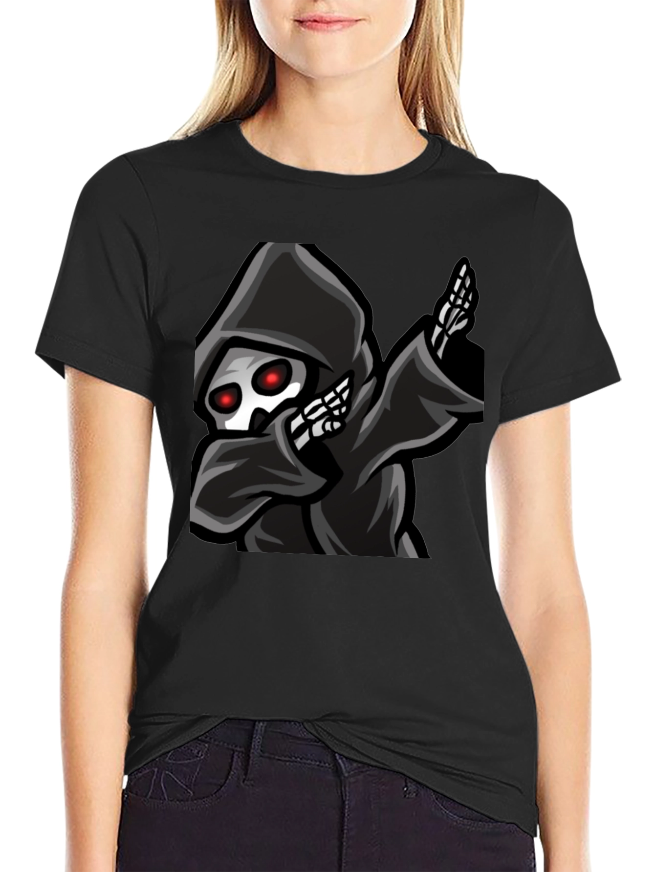 Grim Reaper Dabbing Graphic Tee - Black Cotton T-Shirt