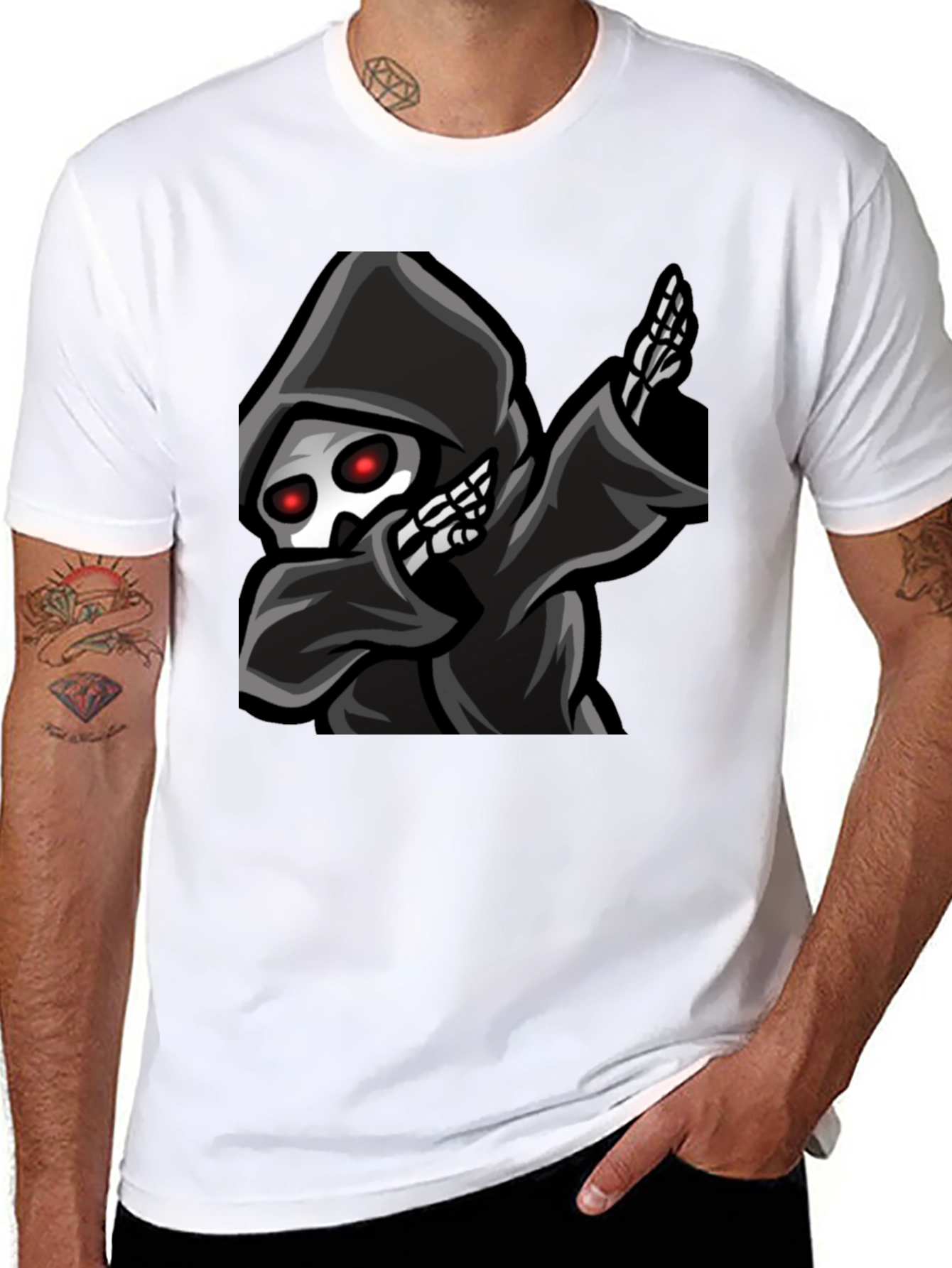 Grim Reaper Dabbing Graphic Tee - Black Cotton T-Shirt