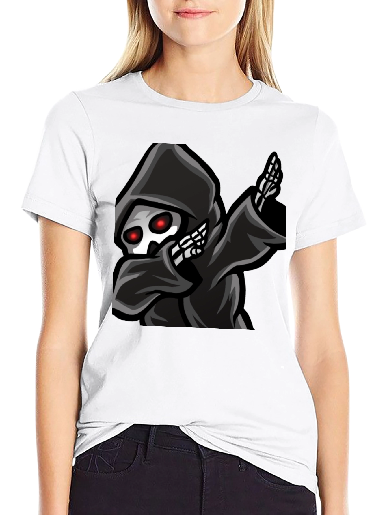 Grim Reaper Dabbing Graphic Tee - Black Cotton T-Shirt
