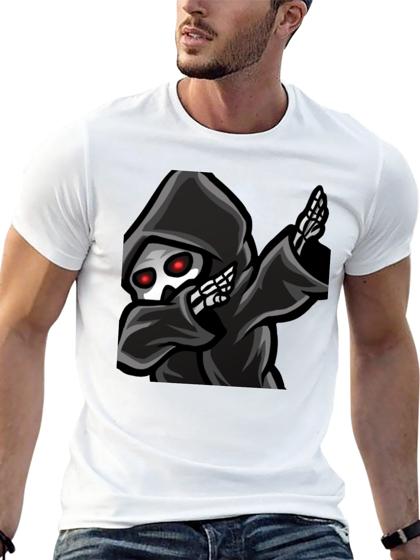 Grim Reaper Dabbing Graphic Tee - Black Cotton T-Shirt