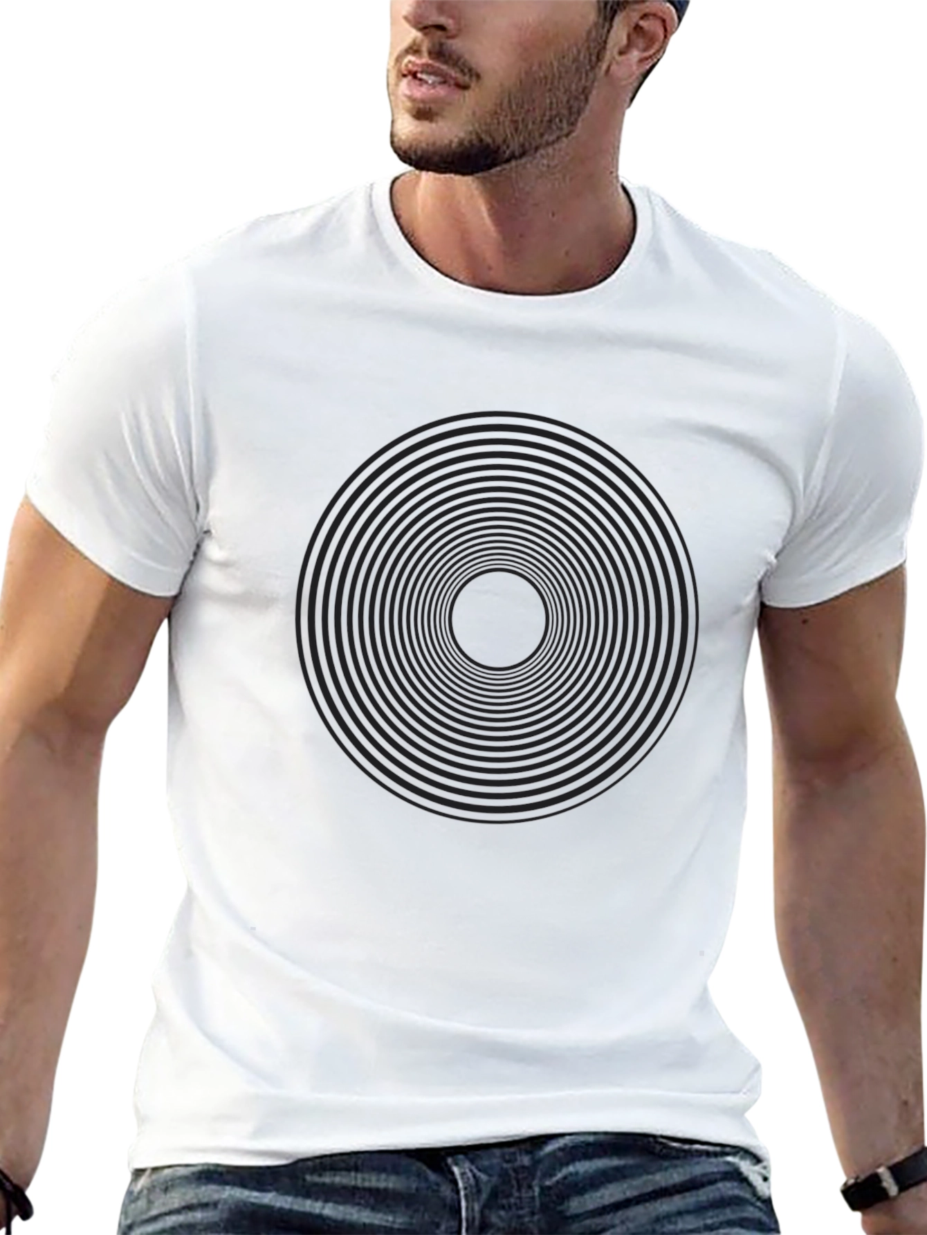 Hypnotic Black Spiral Graphic Tee