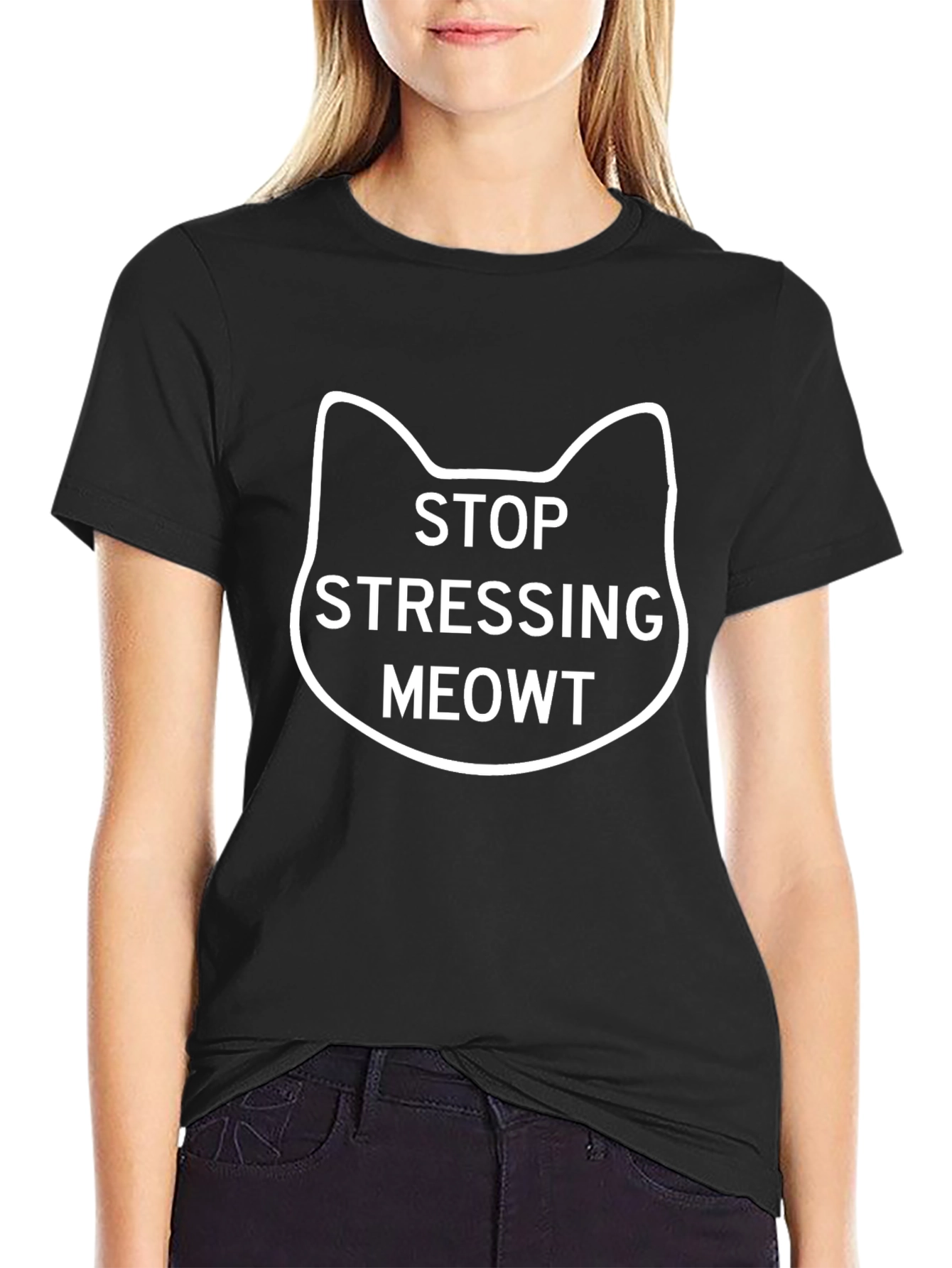 Stop Stressing Meowt T-Shirt | Funny Cat Tee
