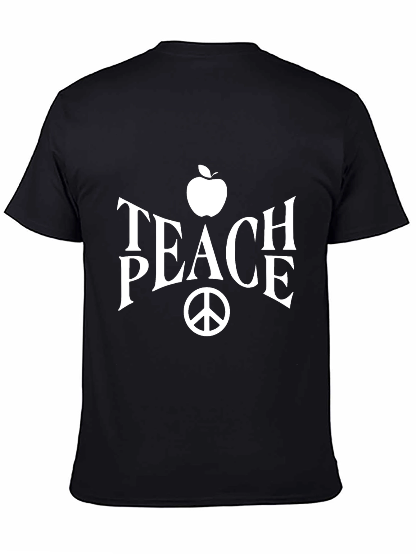 Teach Peace T-Shirt Apple & Peace Sign Graphic Black