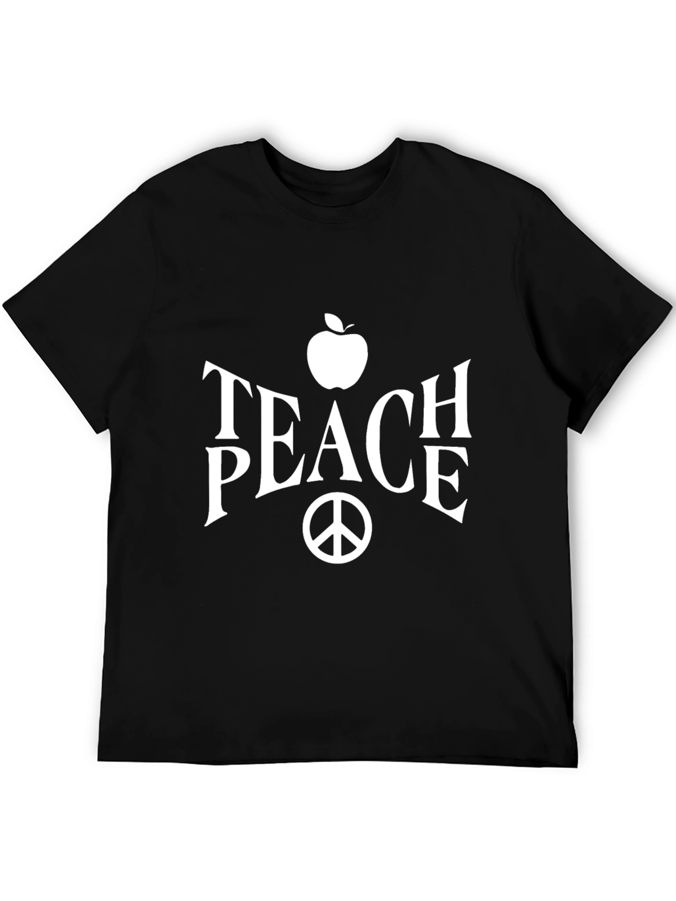 Teach Peace T-Shirt Apple & Peace Sign Graphic Black