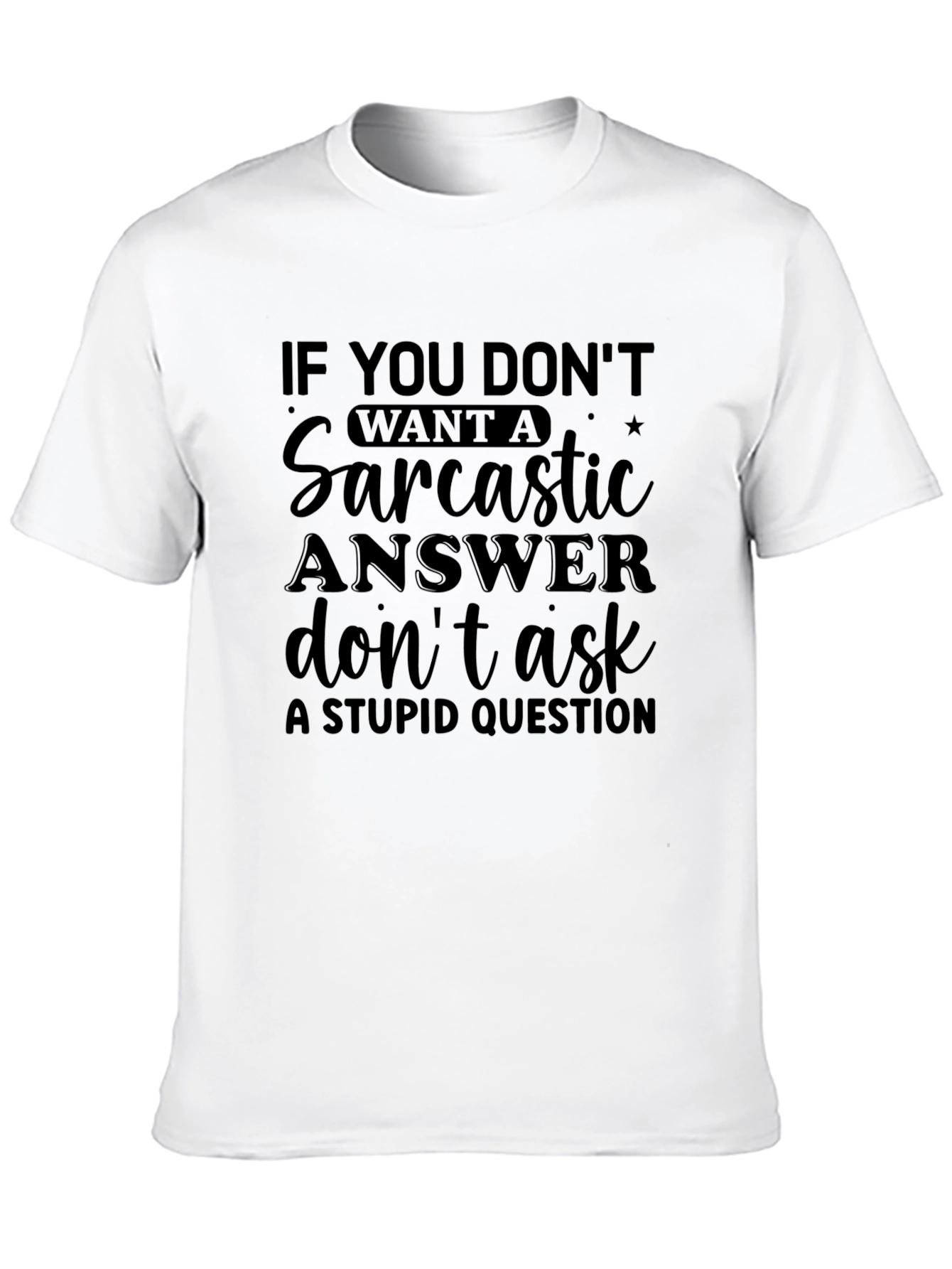 Sarcastic Answer Graphic Tee - Black Casual T-Shirt