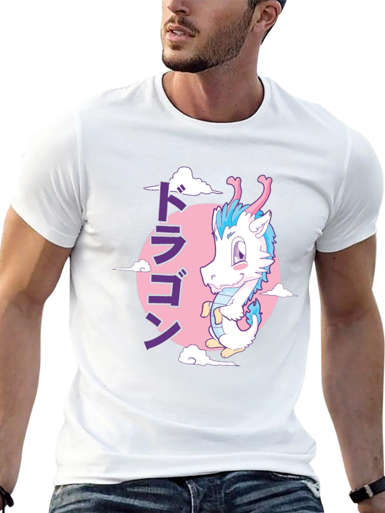 Anime Dragon Graphic T-Shirt - Black