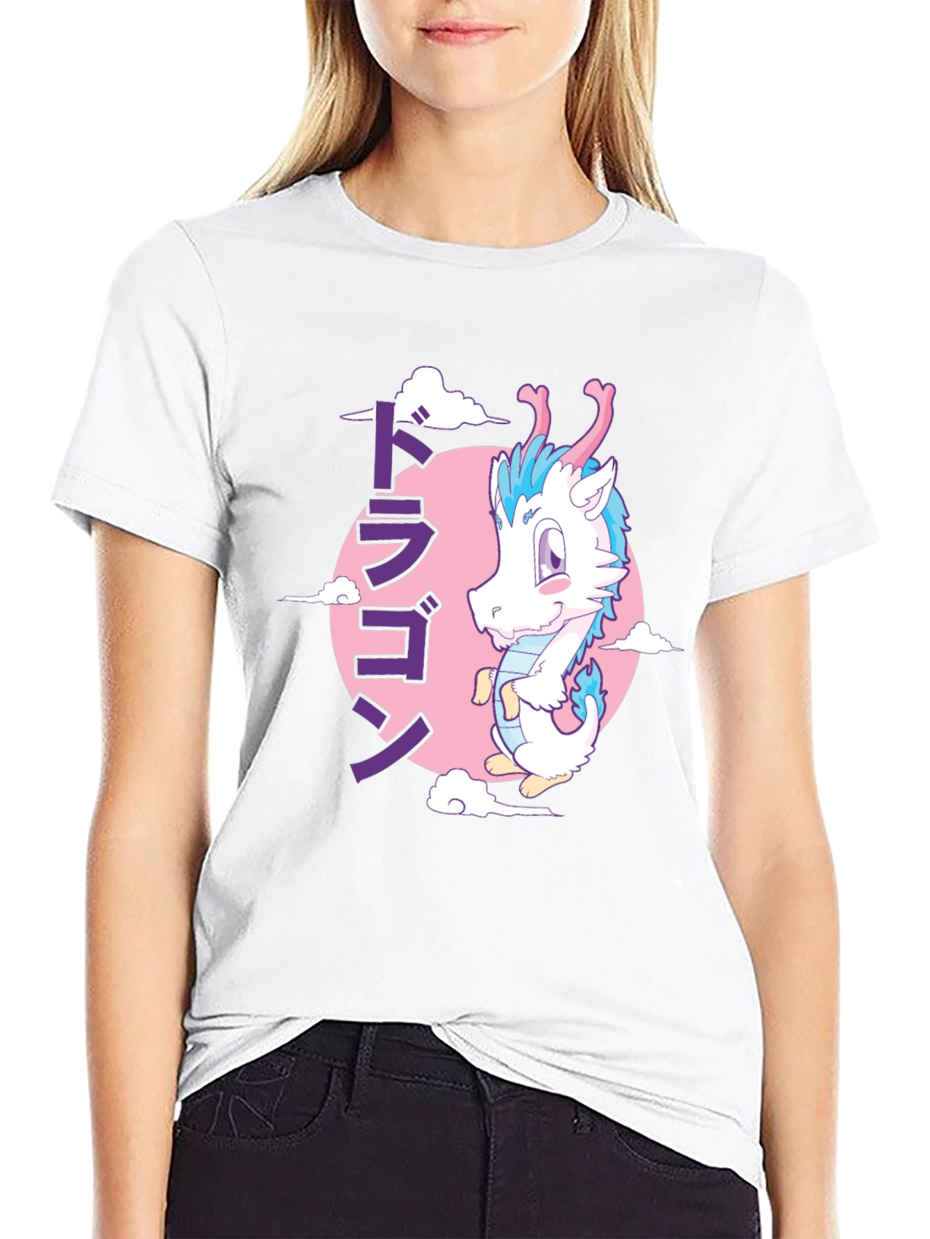 Anime Dragon Graphic T-Shirt - Black