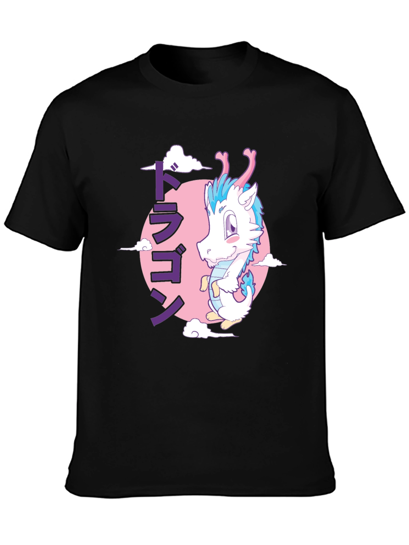 Anime Dragon Graphic T-Shirt - Black