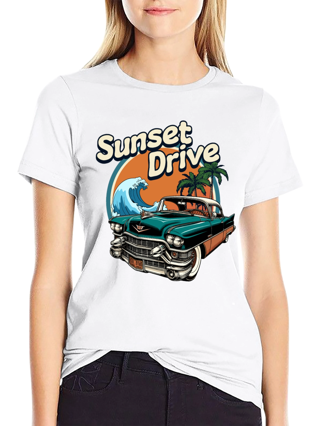 Sunset Drive Classic Car Graphic Tee
