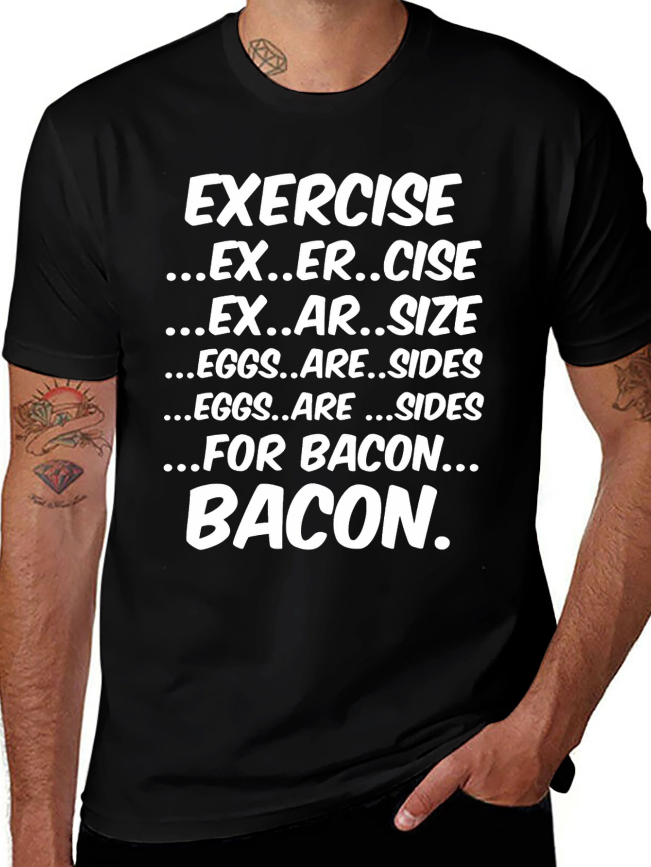 Funny Exercise Bacon T-Shirt - Foodie Tee