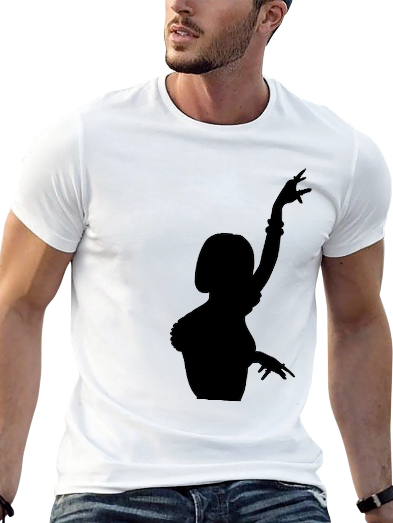 Black T-Shirt with Dancer Silhouette Graphic