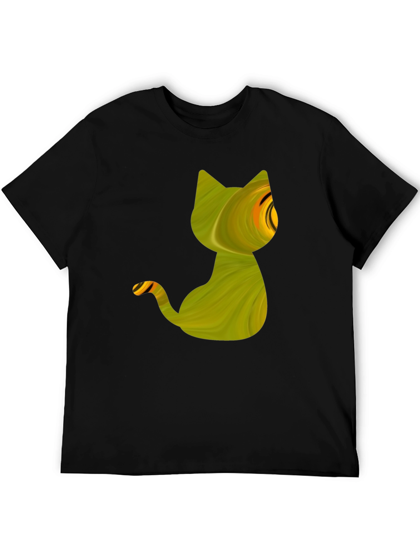 Abstract Cat Graphic Tee - Mens Black T-Shirt