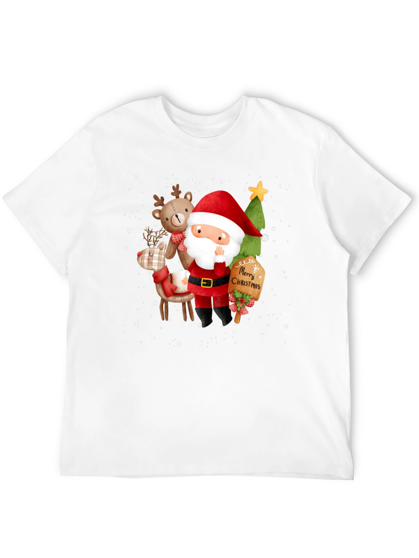 Festive Christmas Graphic Tee - Santa & Reindeer Design