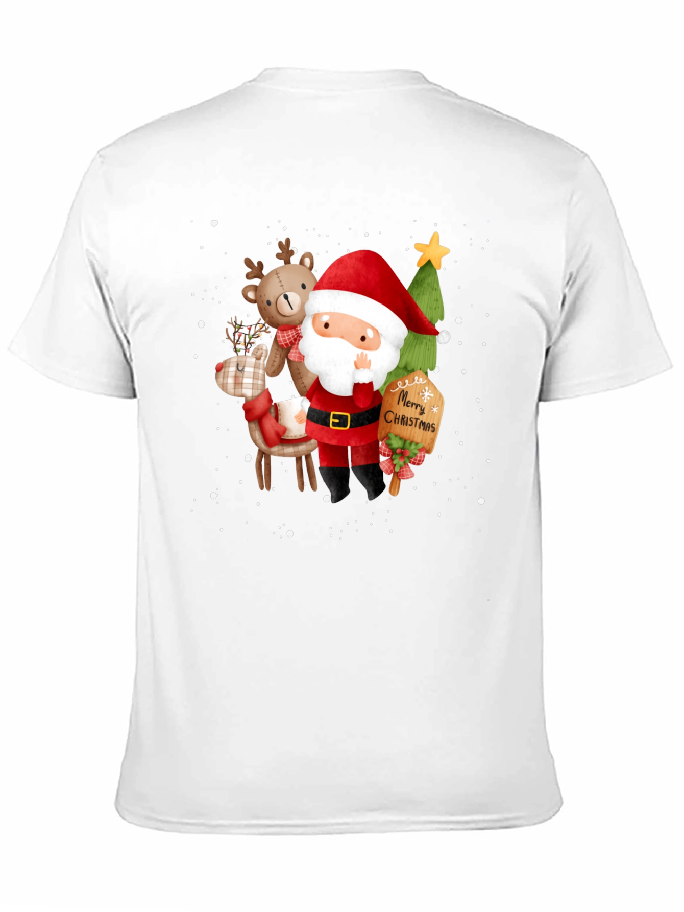 Festive Christmas Graphic Tee - Santa & Reindeer Design