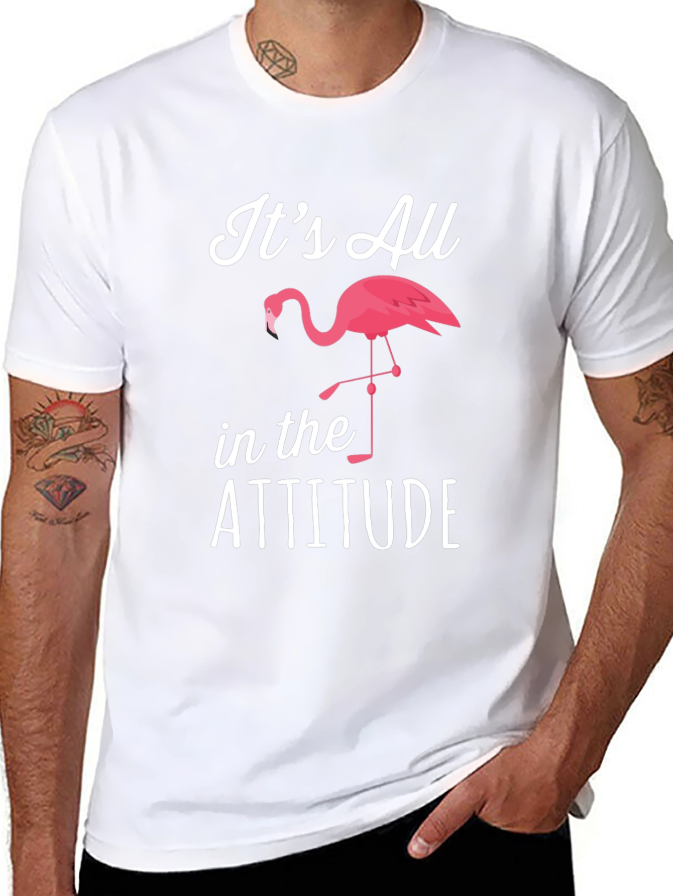 Its All in the Attitude Flamingo Graphic T-Shirt