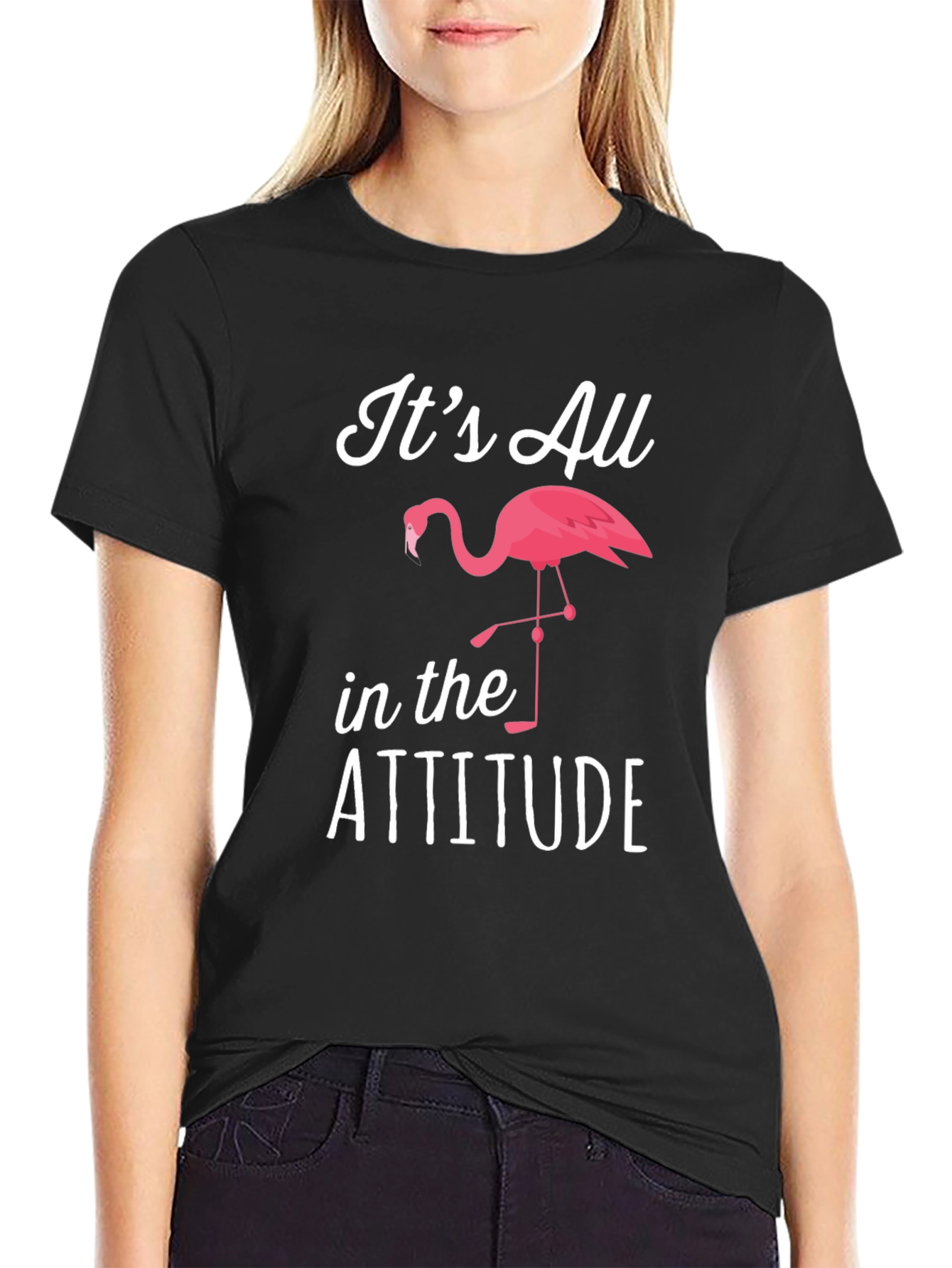 Its All in the Attitude Flamingo Graphic T-Shirt
