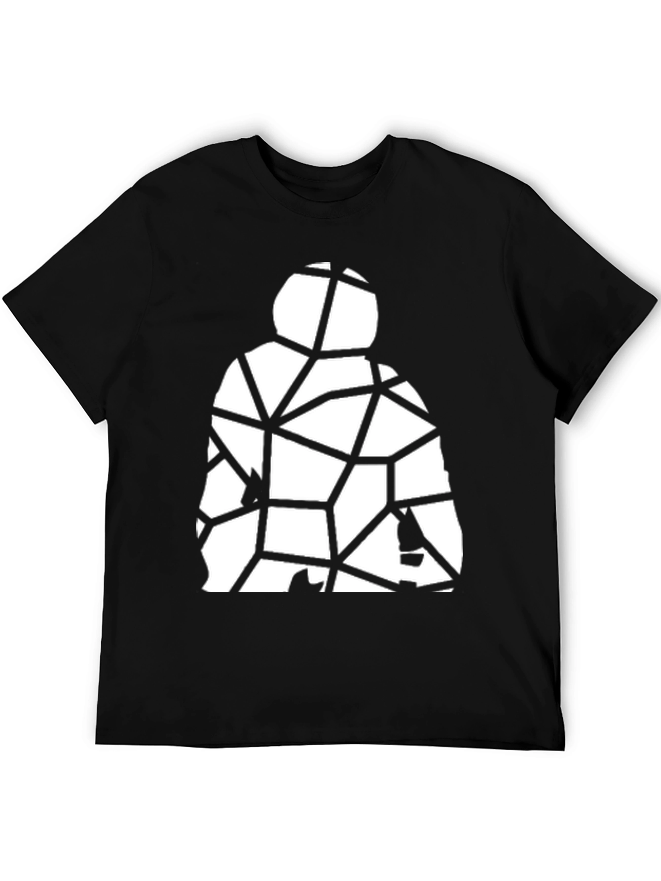 Geometric Abstract Man Graphic Tee - Black