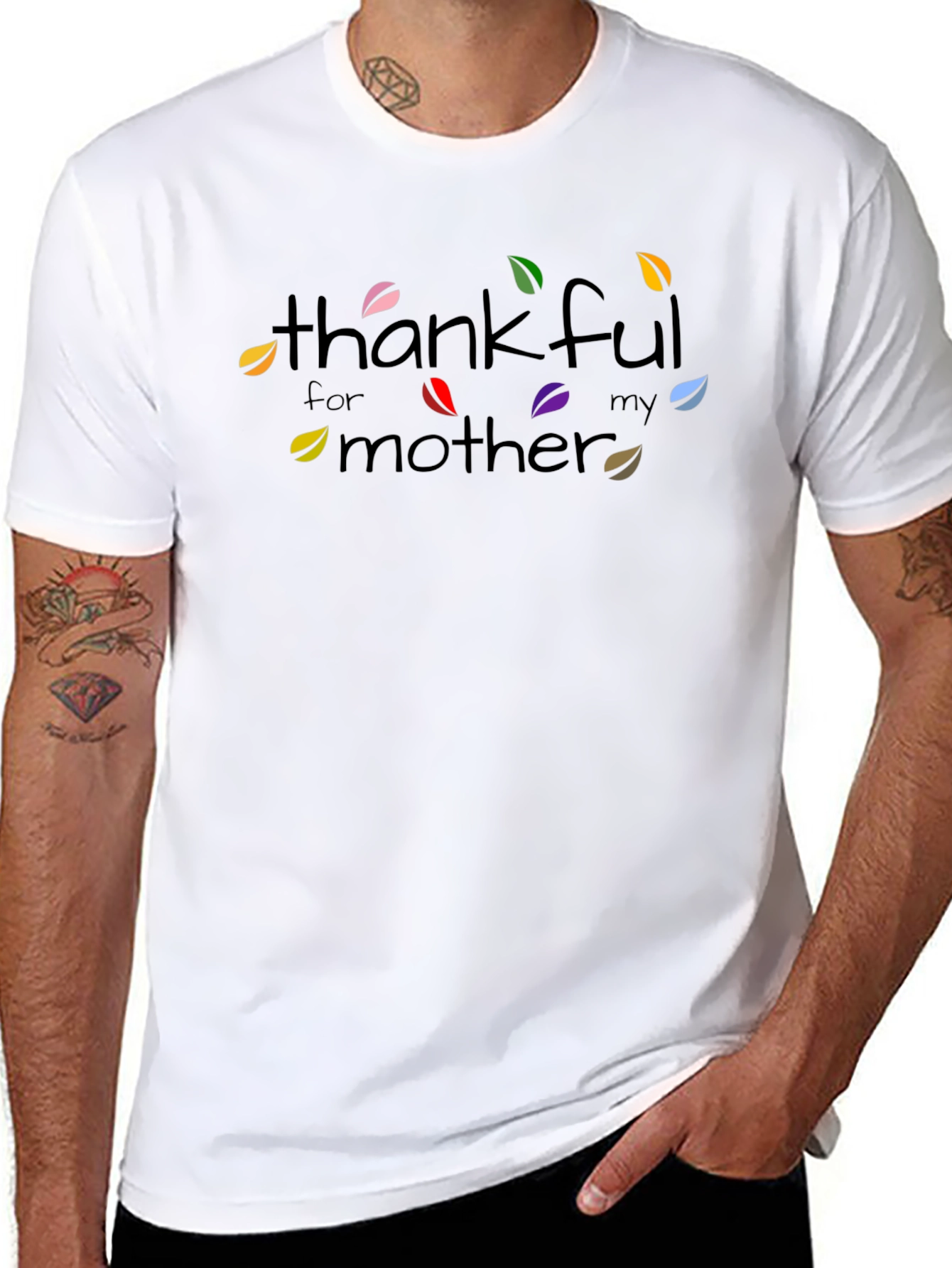 Thankful for My Mother Graphic T-Shirt - Black