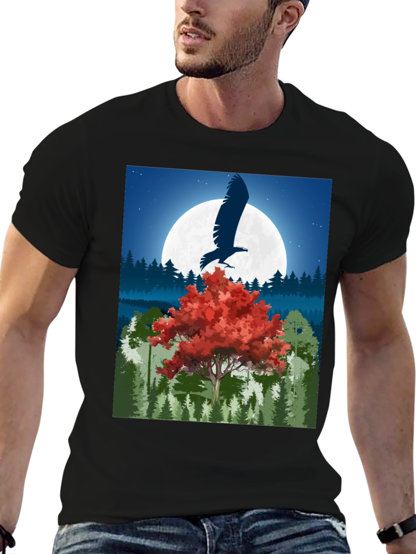 Eagle Moon Graphic Tee - Nature Inspired Design